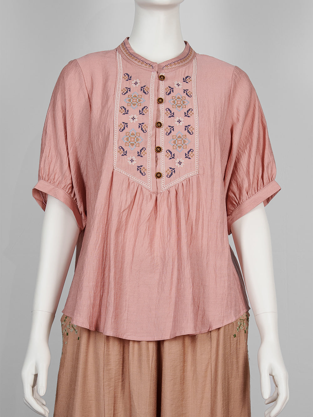 Folk Motif Embroidered Blouse