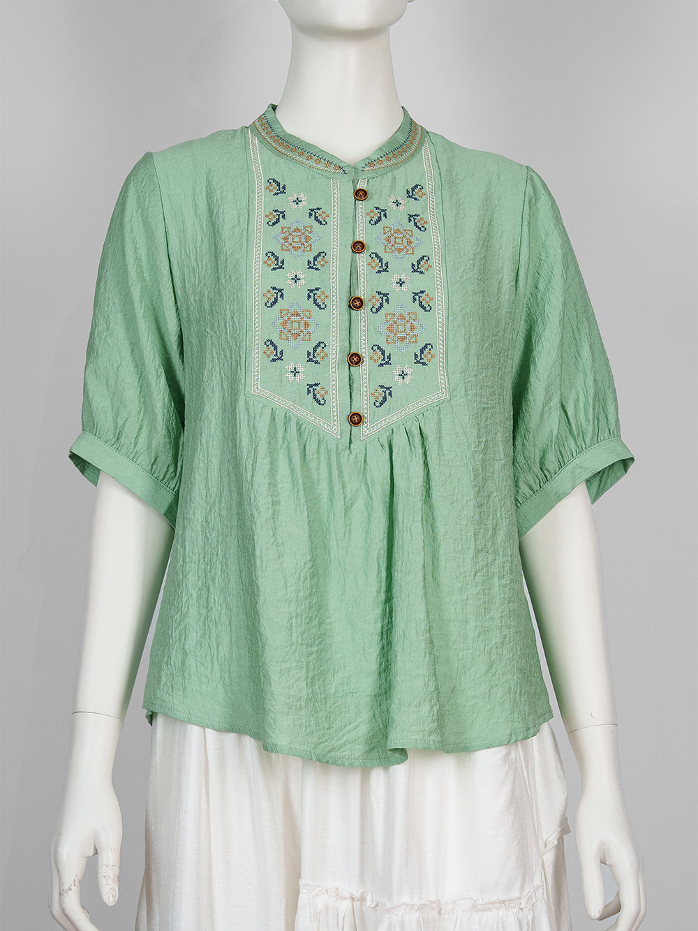 Folk Motif Embroidered Blouse