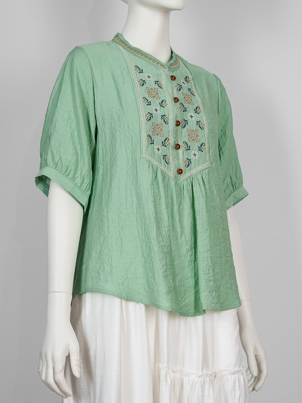 Folk Motif Embroidered Blouse