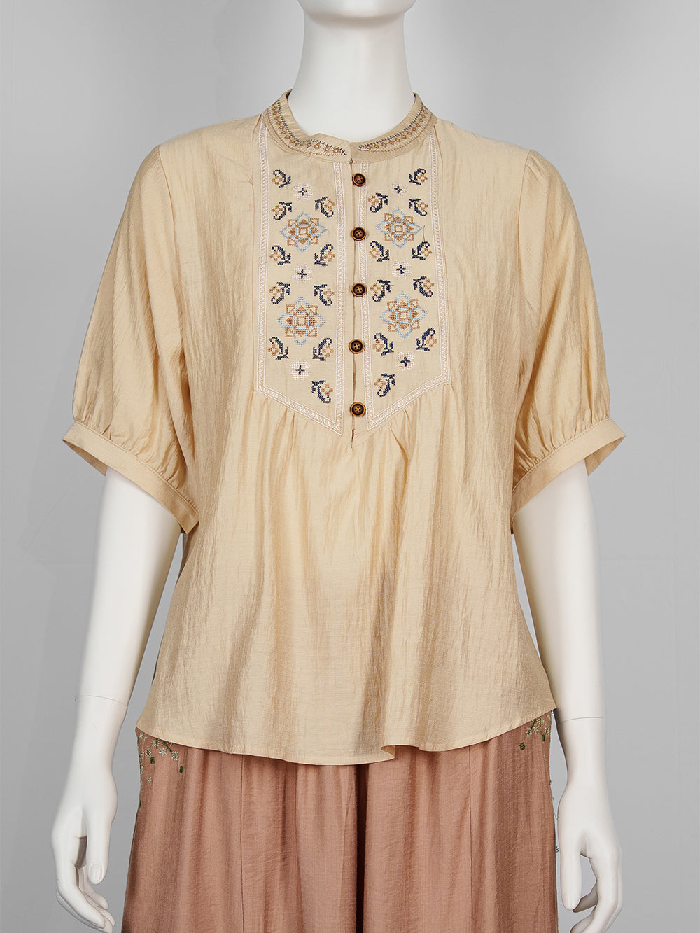 Folk Motif Embroidered Blouse