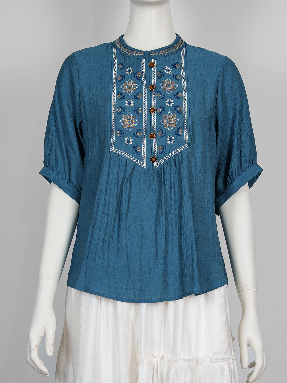 Folk Motif Embroidered Blouse