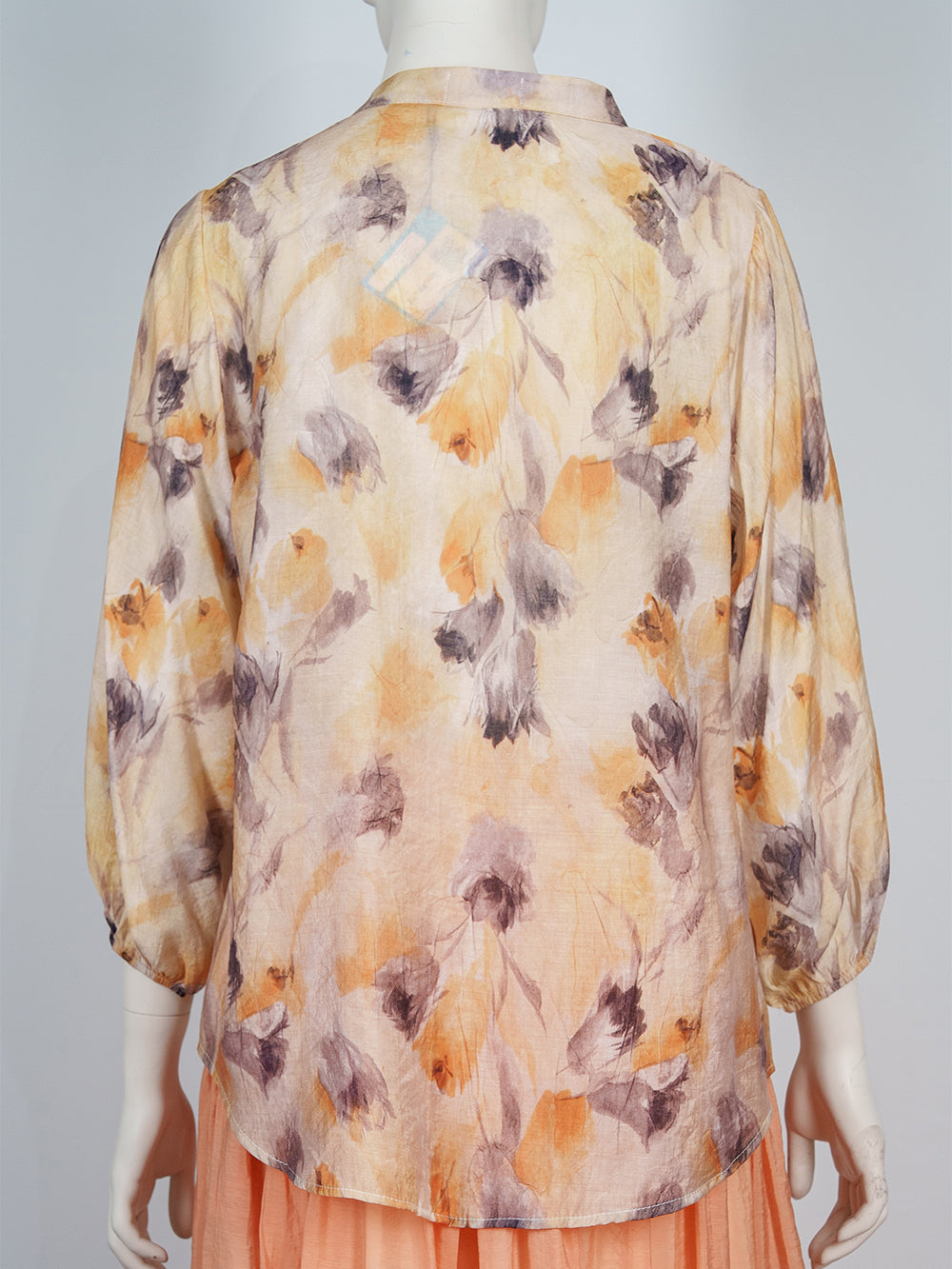 Painterly Print Button Blouse