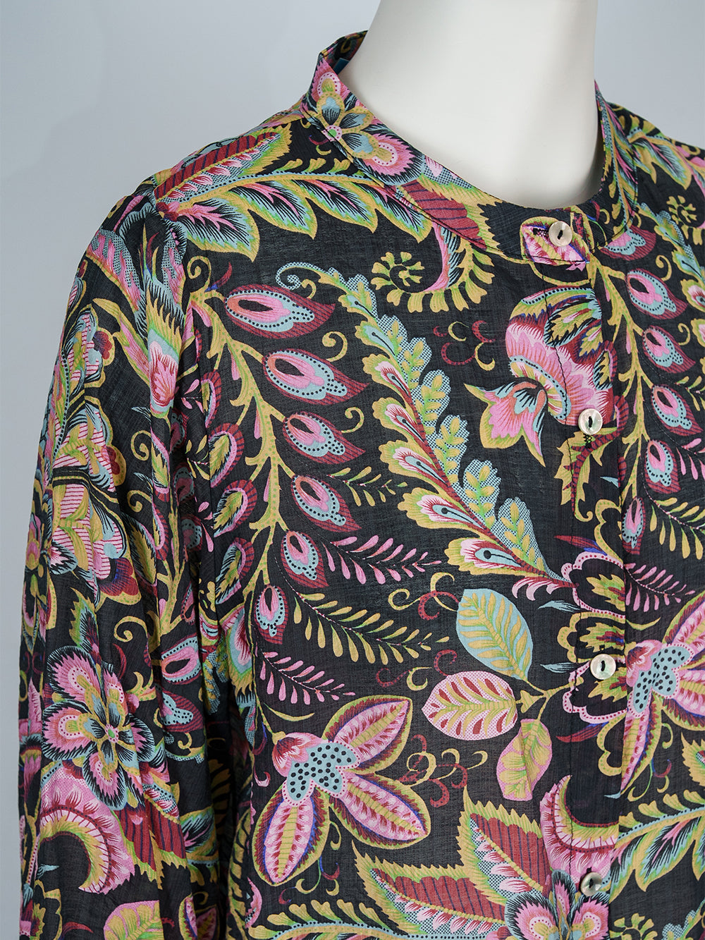 Painterly Print Button Blouse