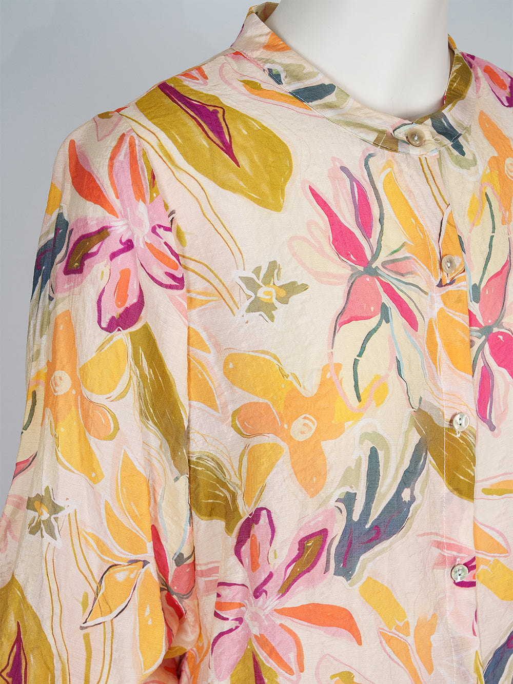 Painterly Print Button Blouse
