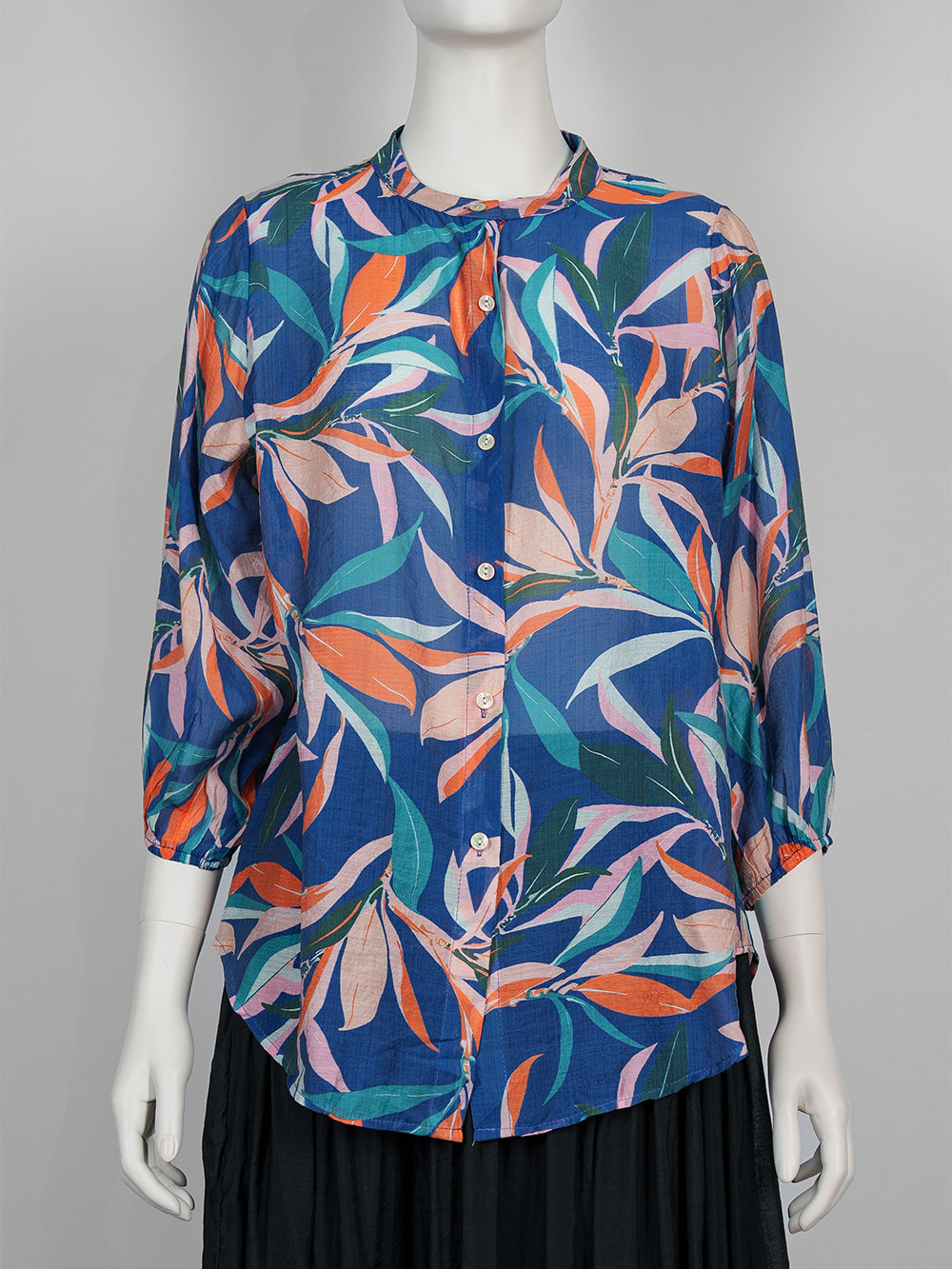 Painterly Print Button Blouse