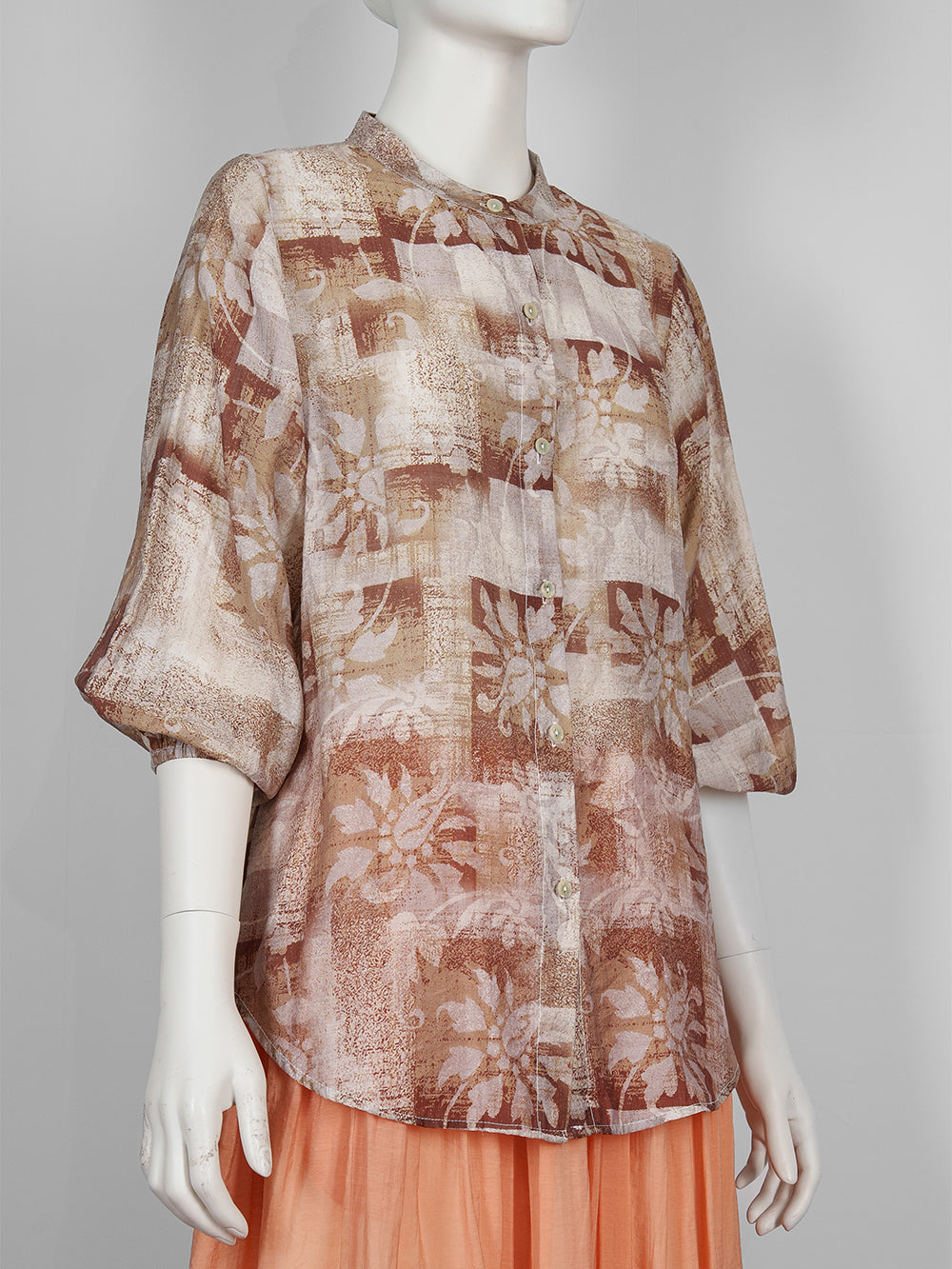 Painterly Print Button Blouse