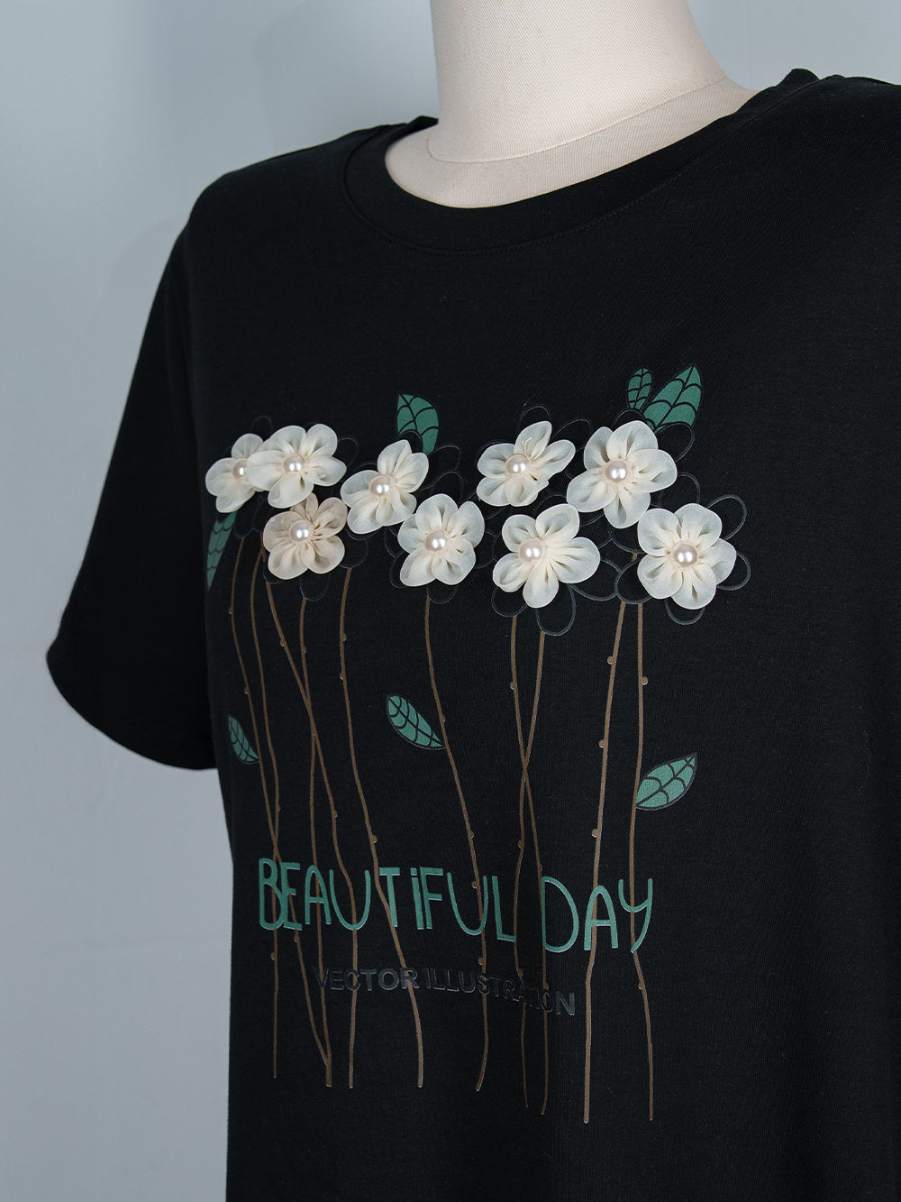 Beautiful Day Flower Embellished Tee