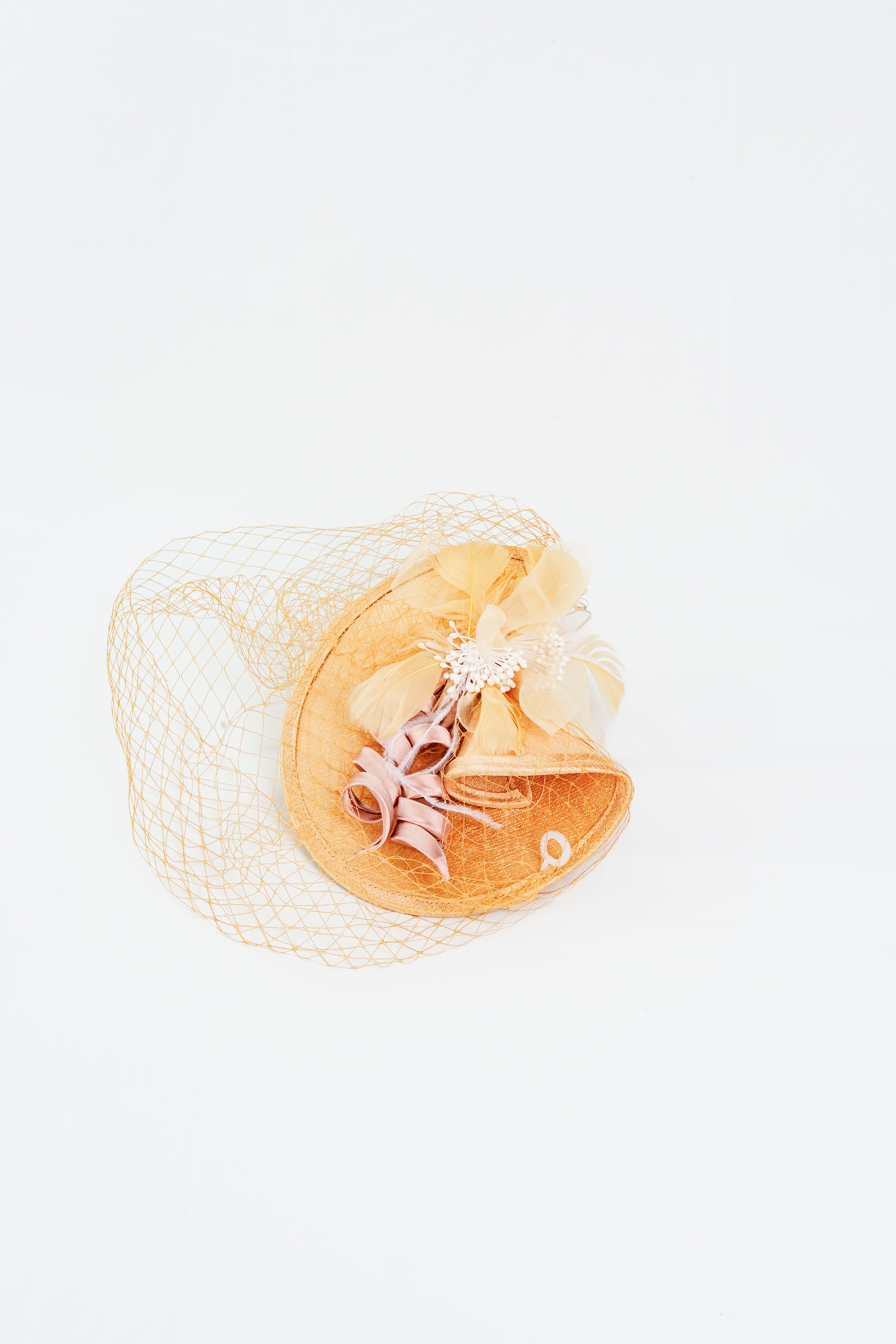 Floral Fascinator with Feather and Veil