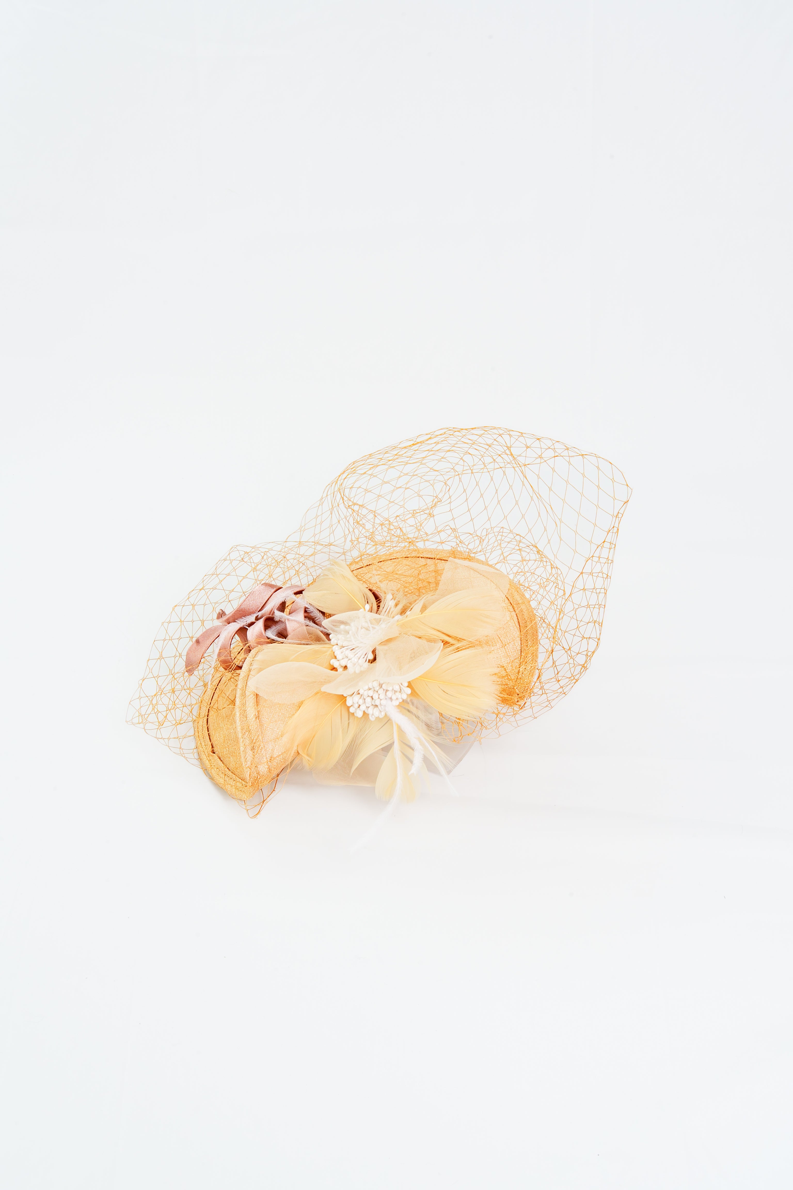 Floral Fascinator with Feather and Veil