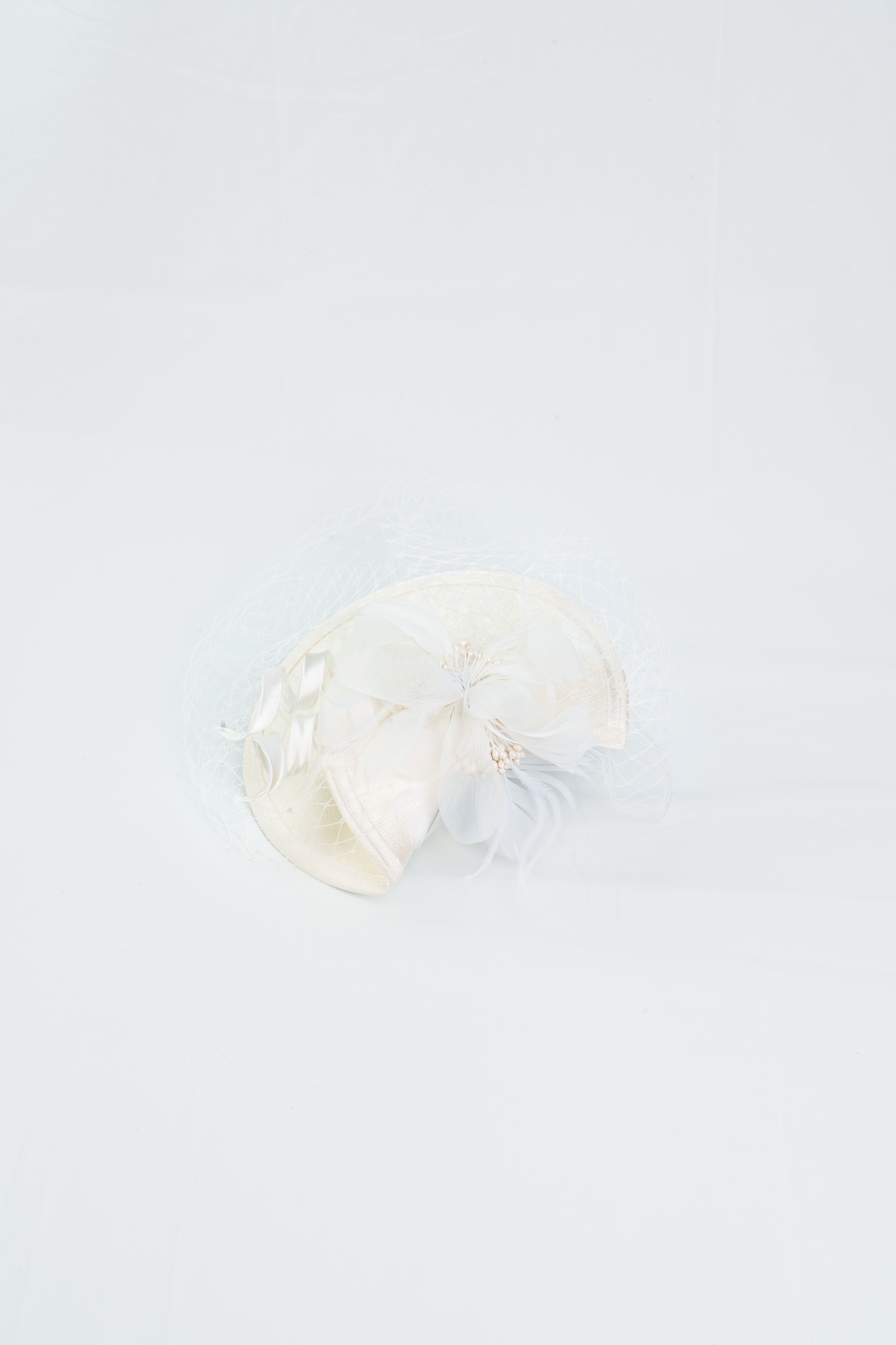 Floral Fascinator with Feather and Veil
