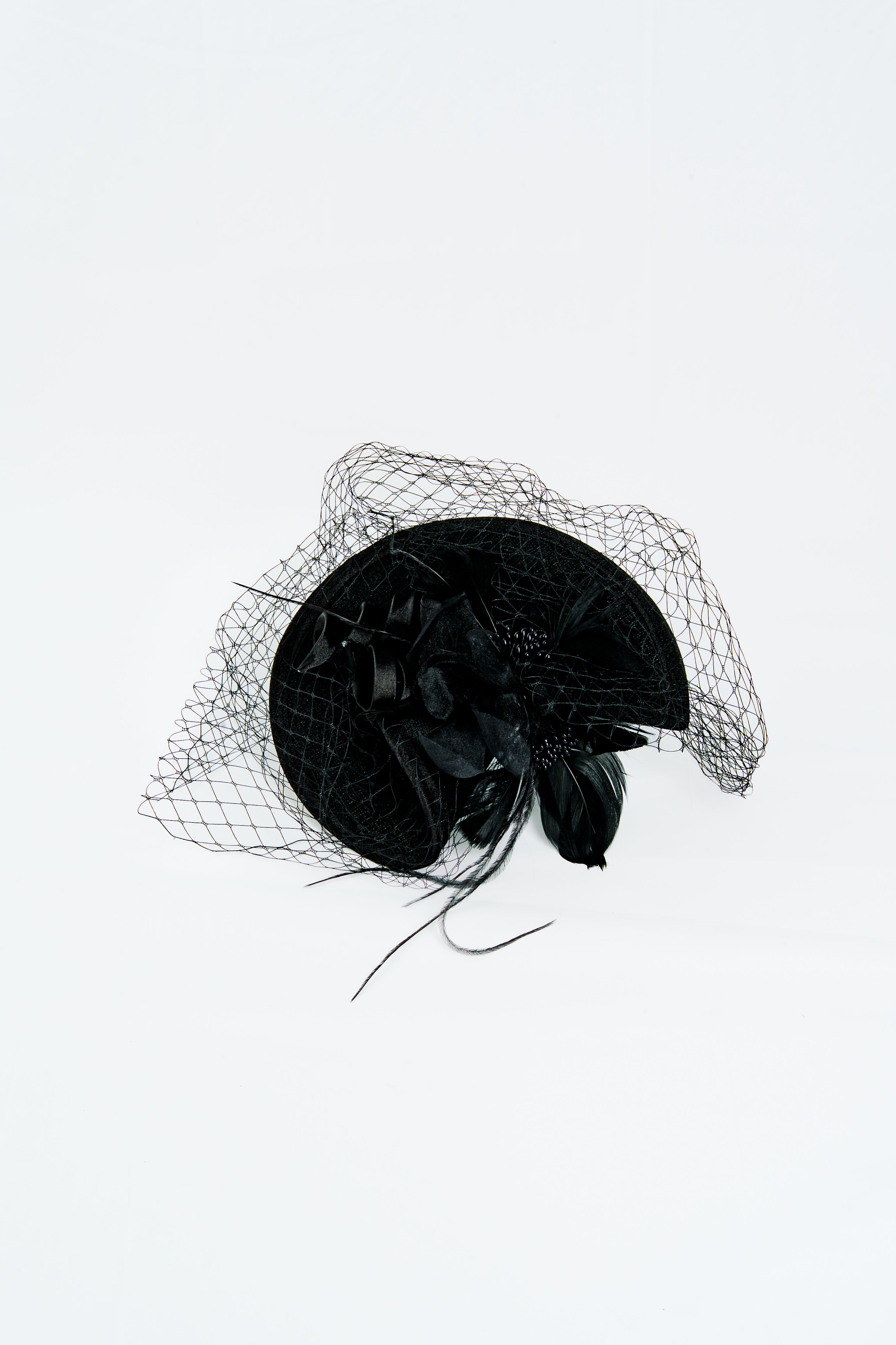 Floral Fascinator with Feather and Veil