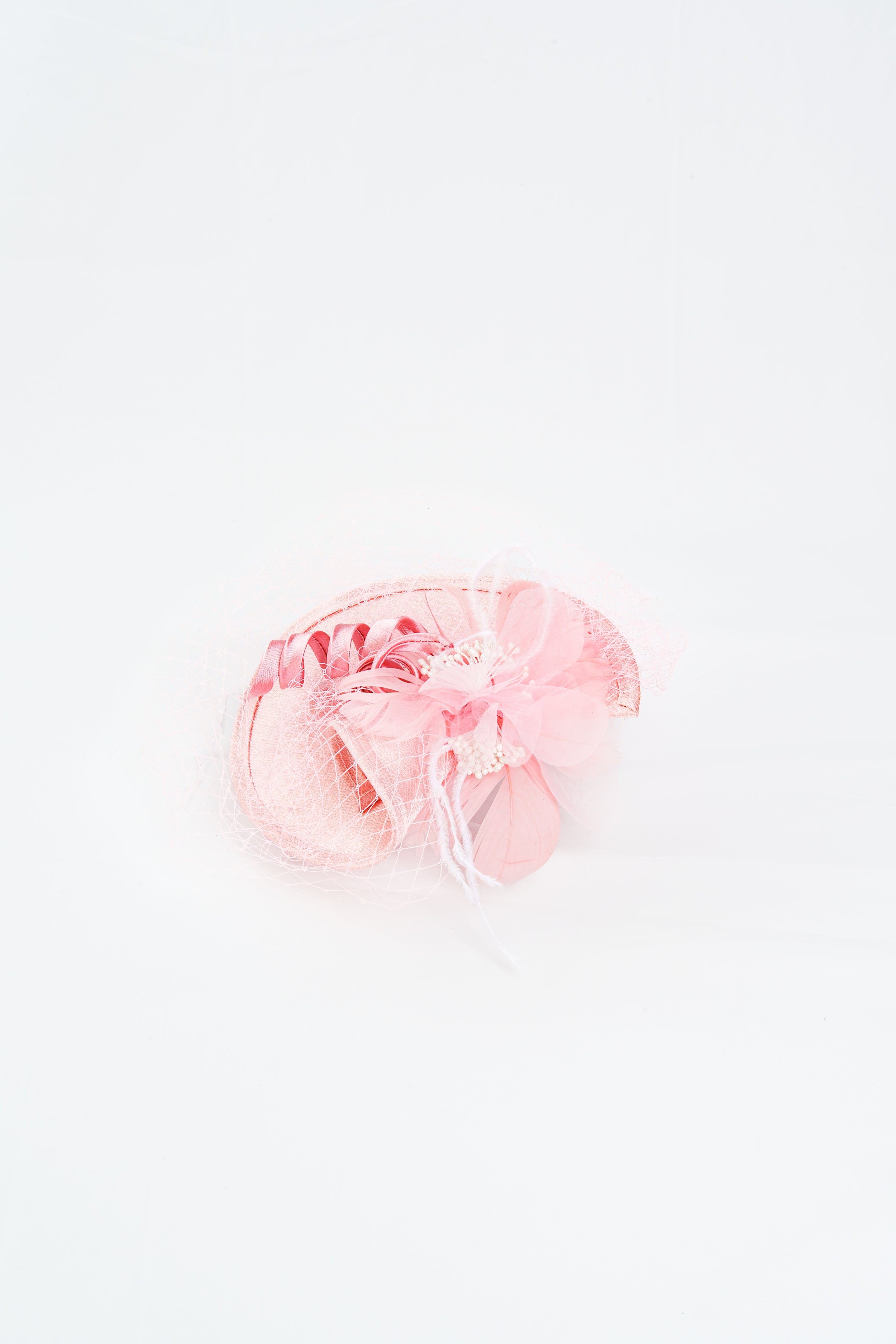 Floral Fascinator with Feather and Veil