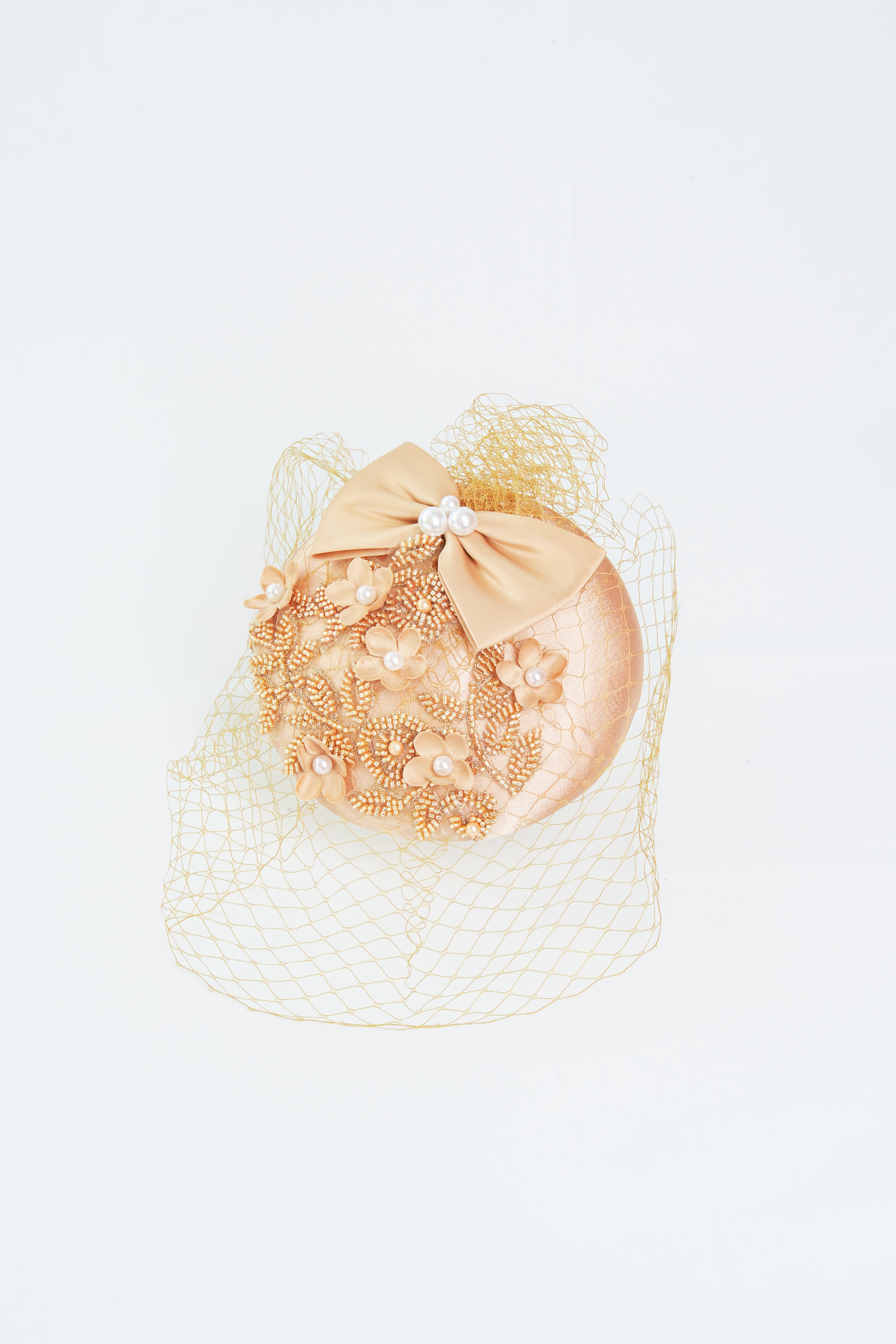 Applique Bow & Flowers Fascinator Hat