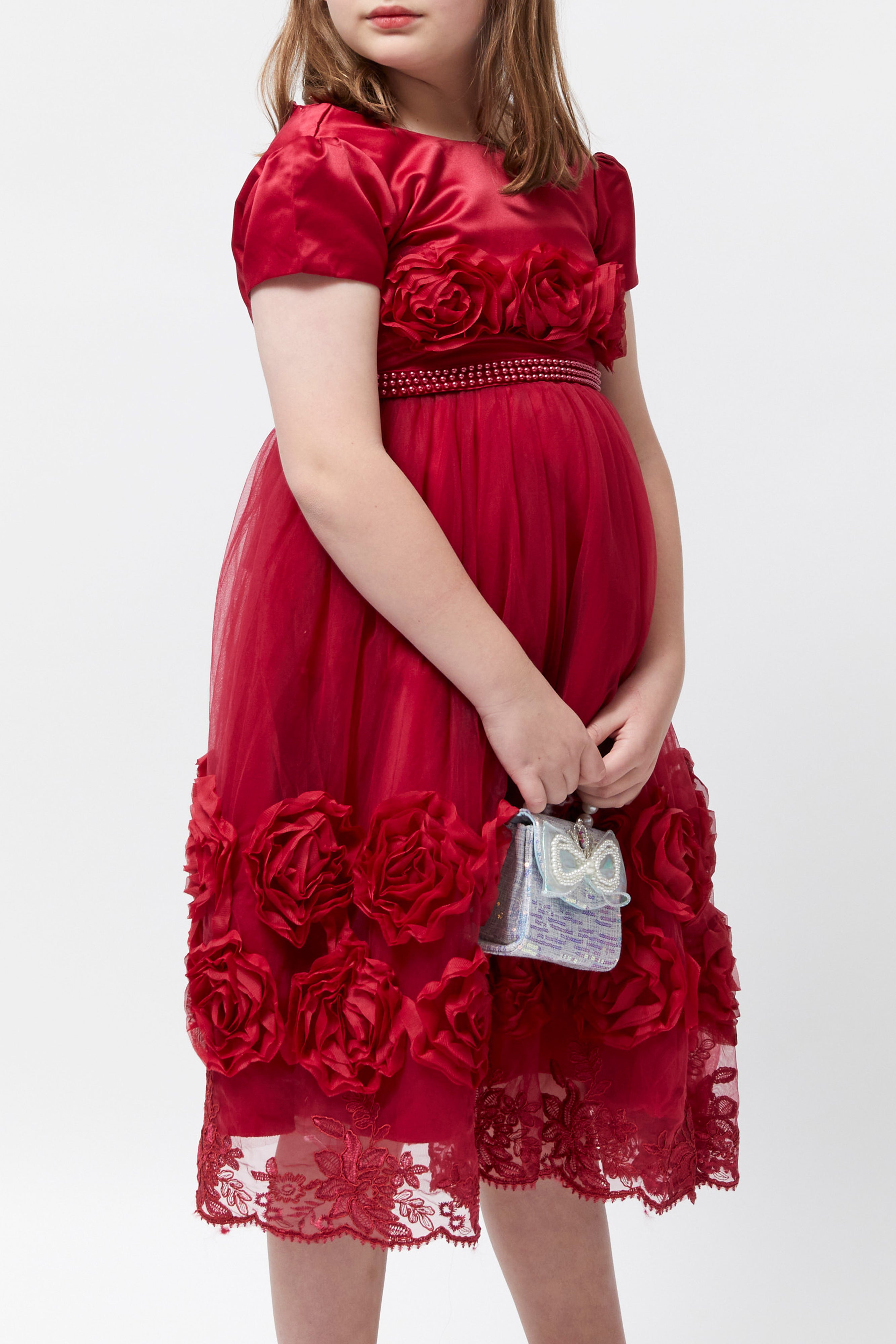 Silk Roses Dress (Crimson Red)