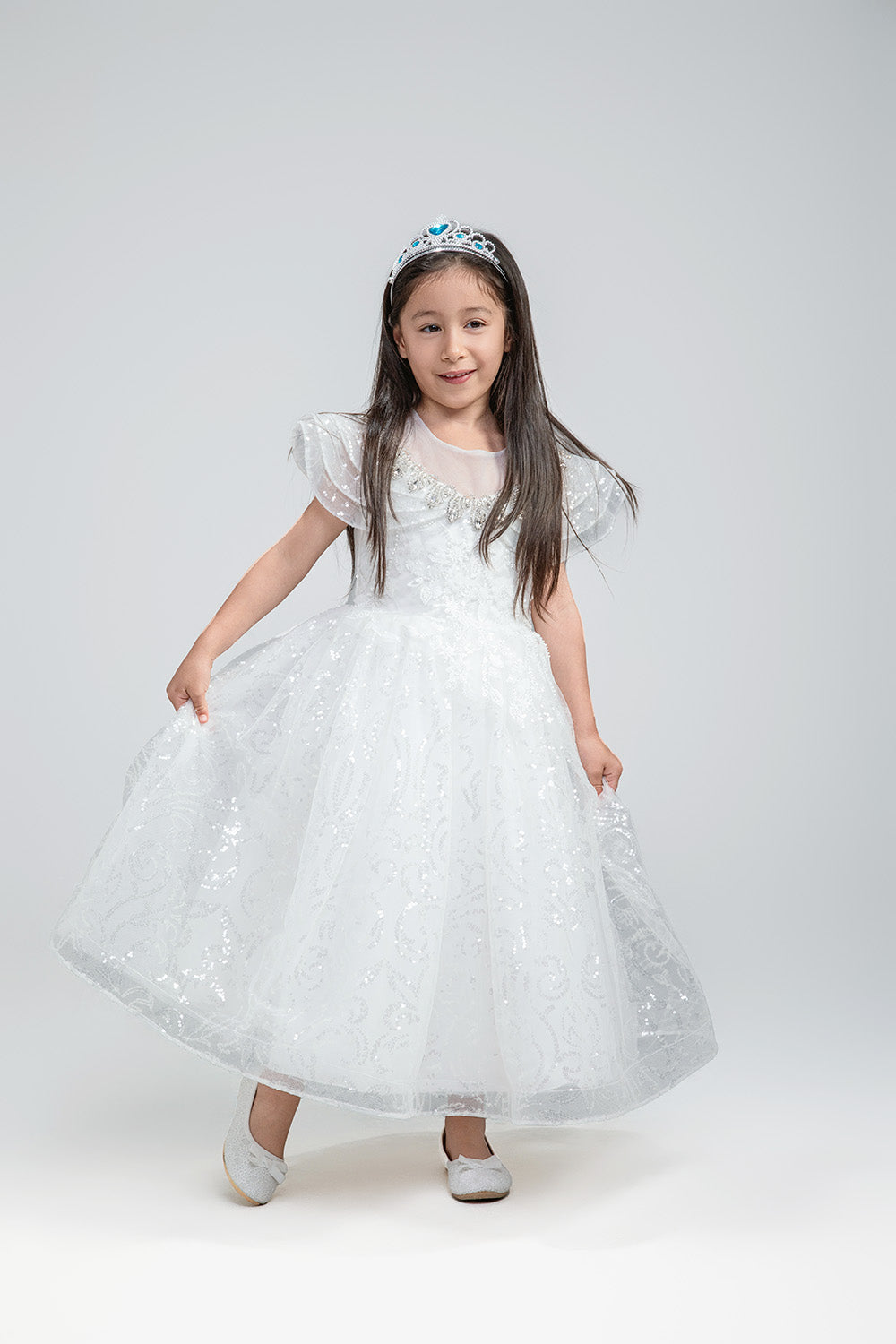 Lace Party Dress with Neck Design