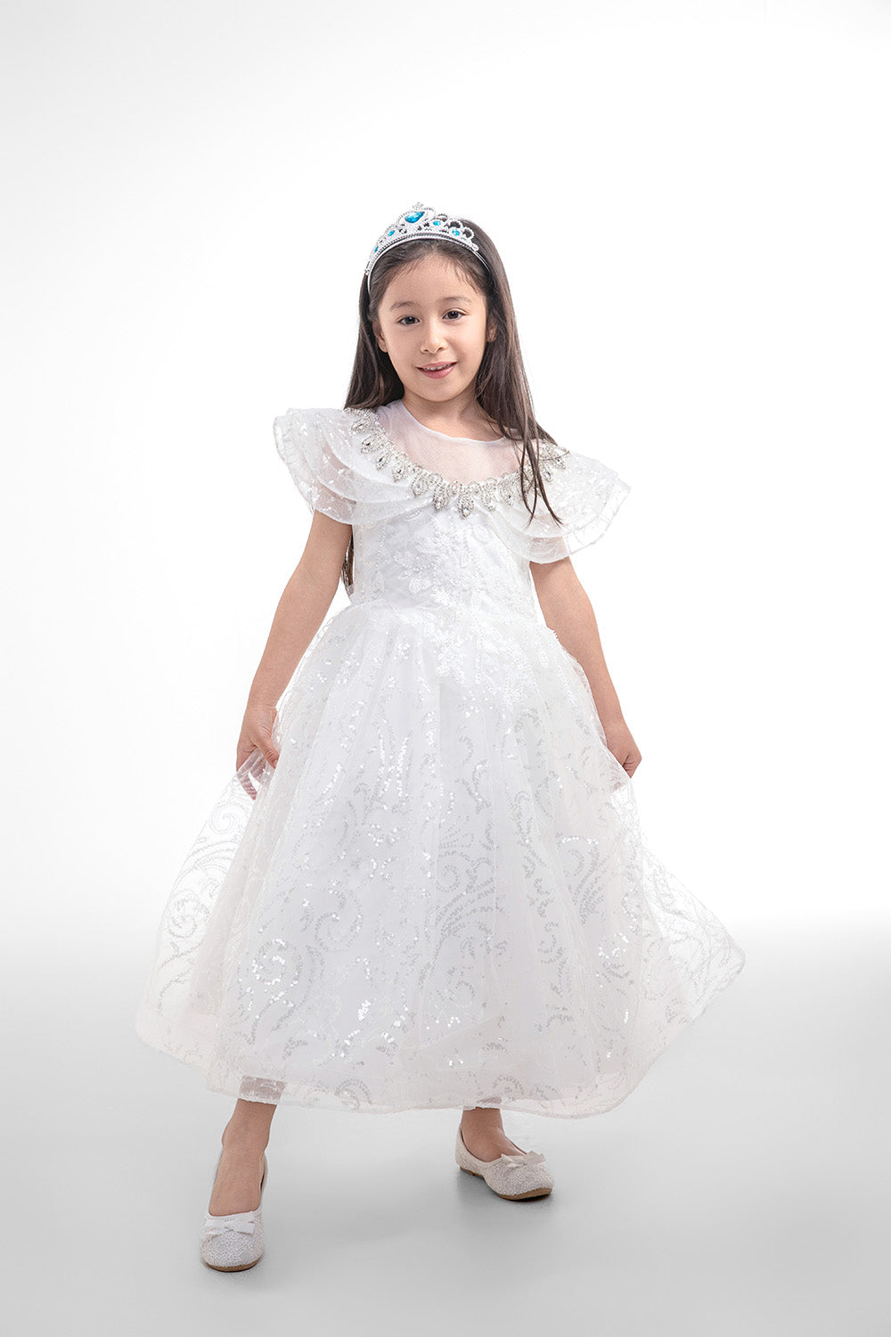 Lace Party Dress with Neck Design