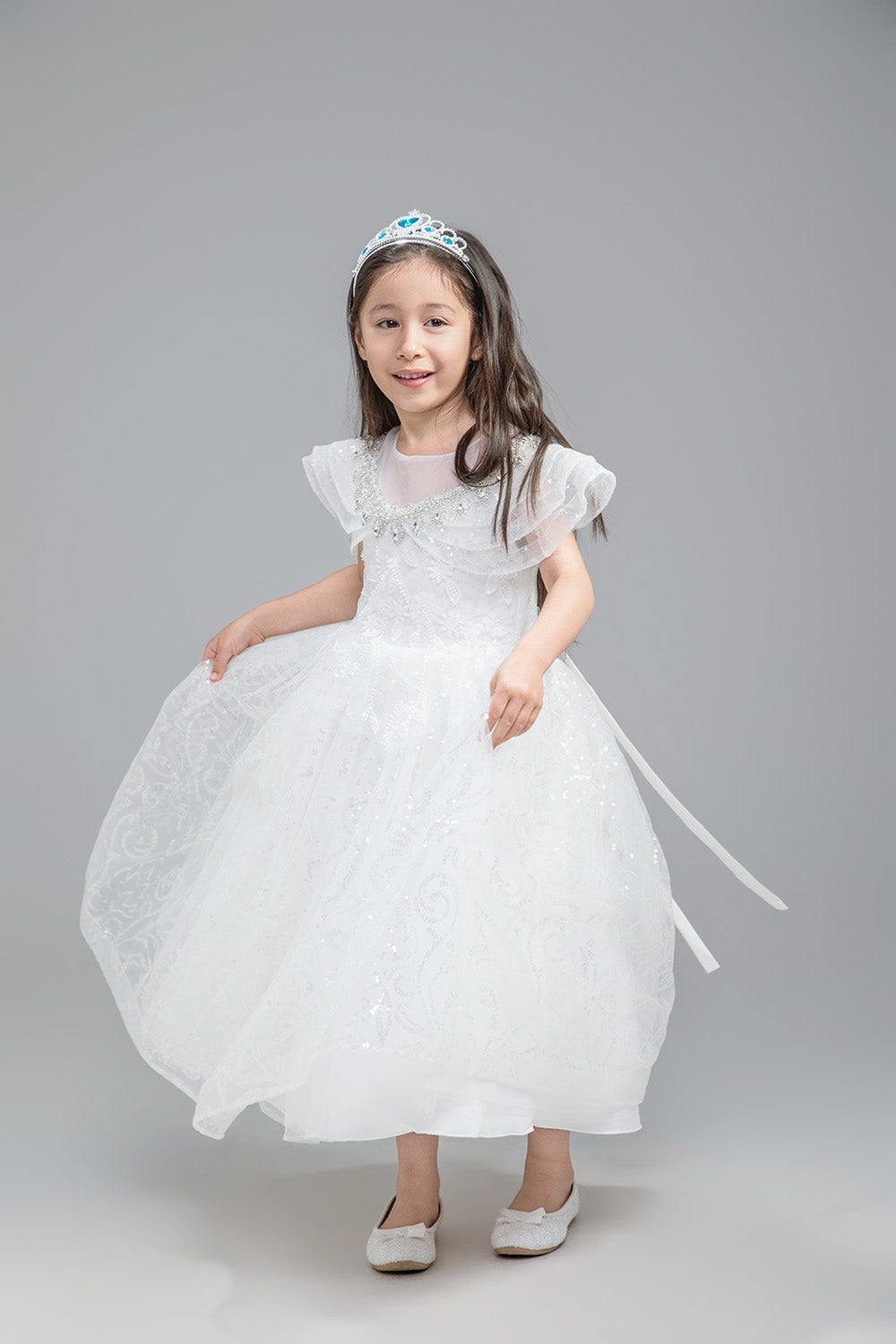 Lace Party Dress with Neck Design