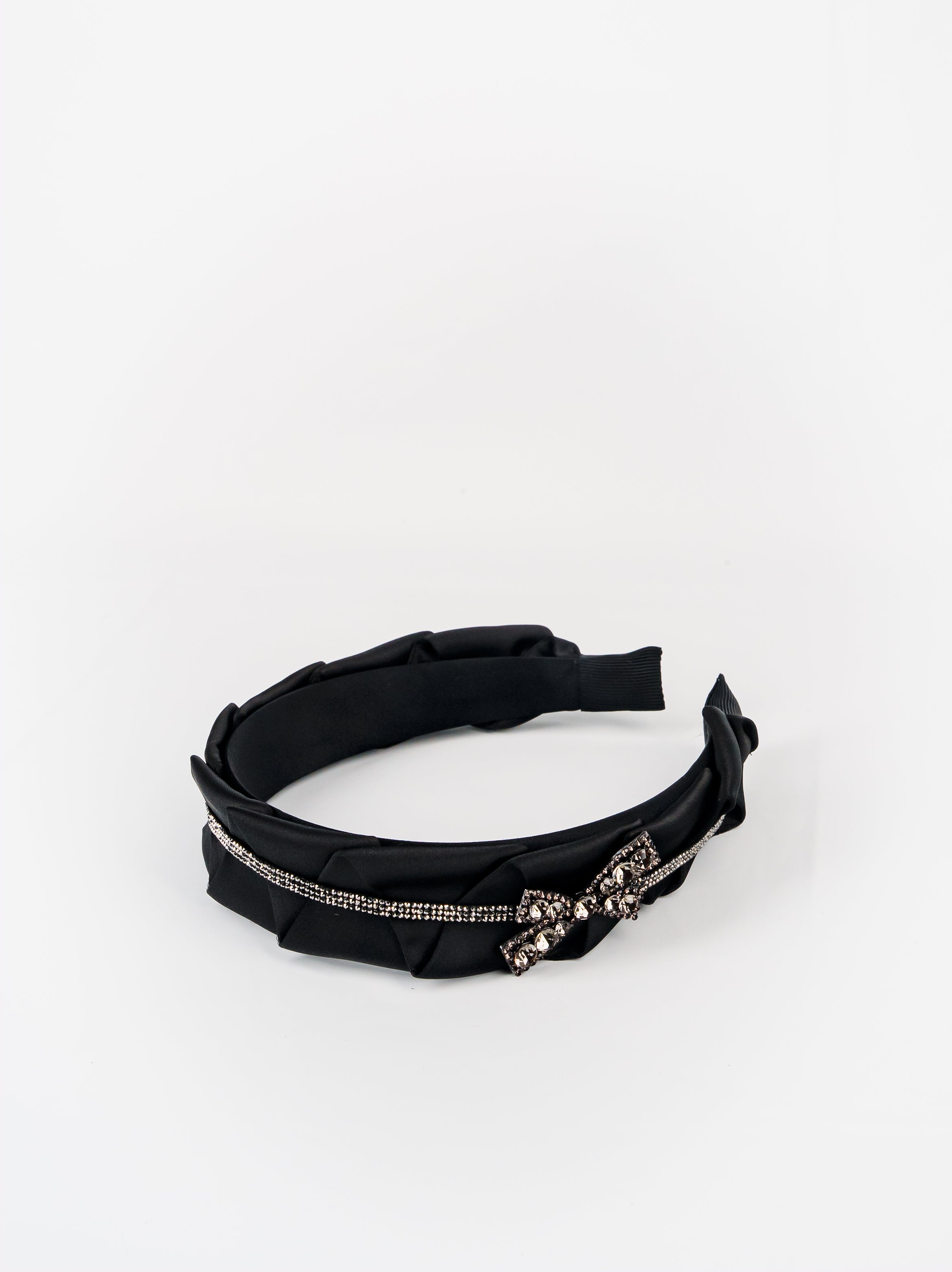 Satin Twist Crystal Bow Headband