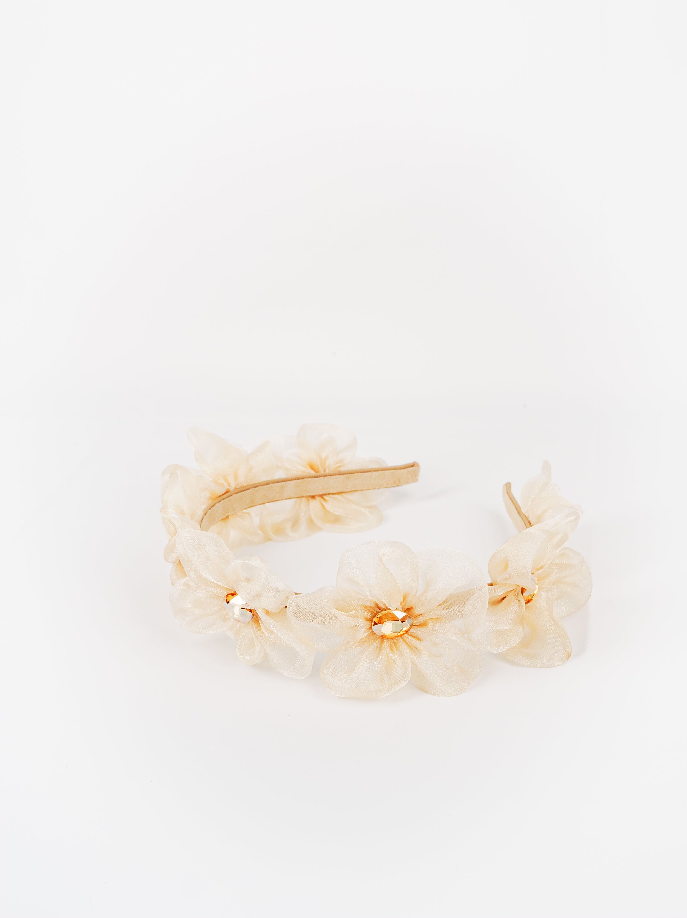 Organza Flower Headband with Crystal