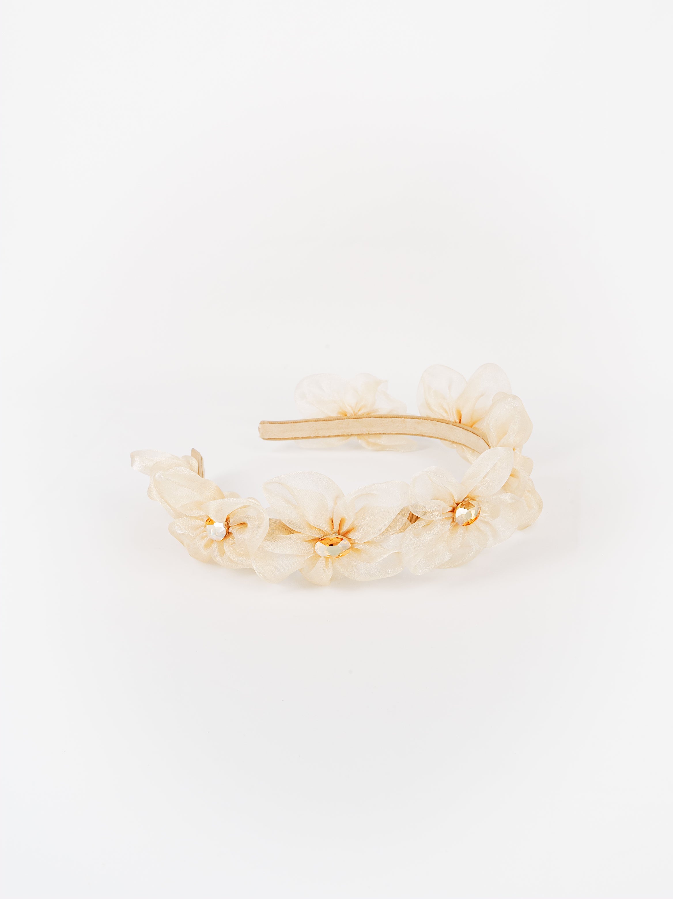 Organza Flower Headband with Crystal