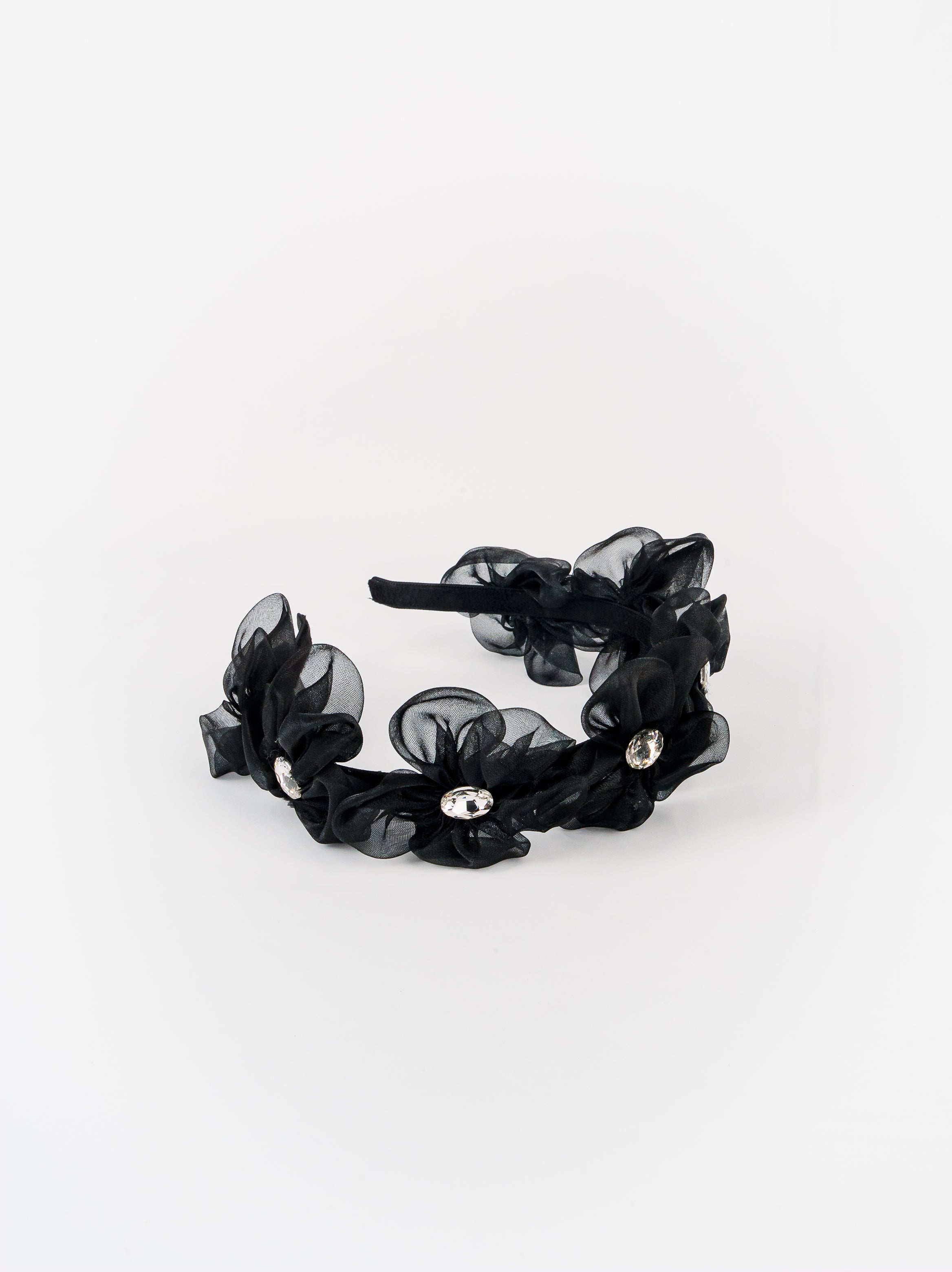 Organza Flower Headband with Crystal