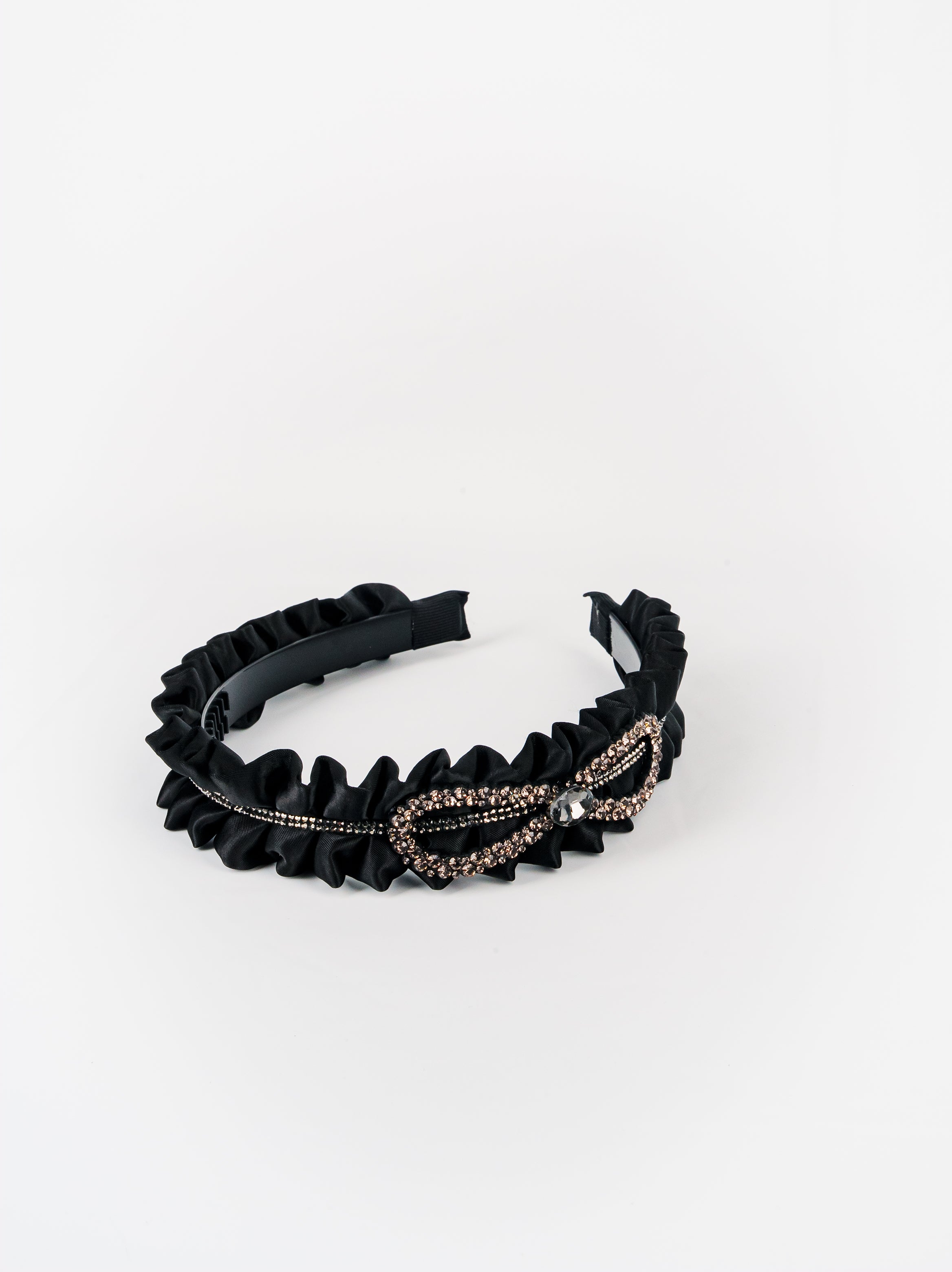 Crystal Bow Satin Pleated Headband