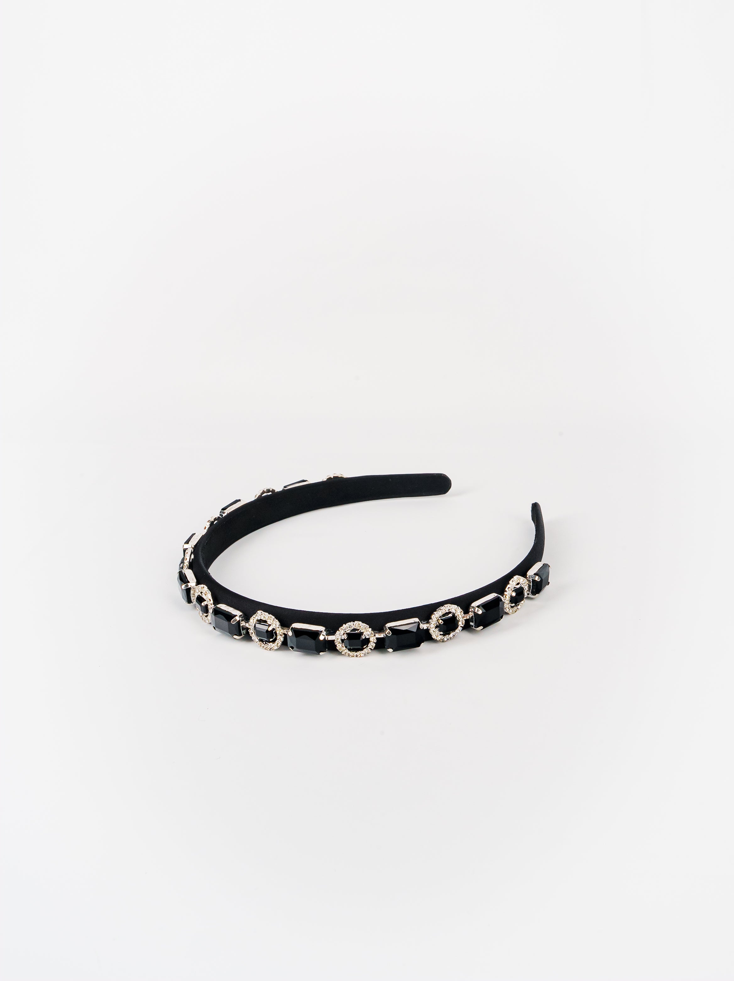 Black Gemstone Row Headband
