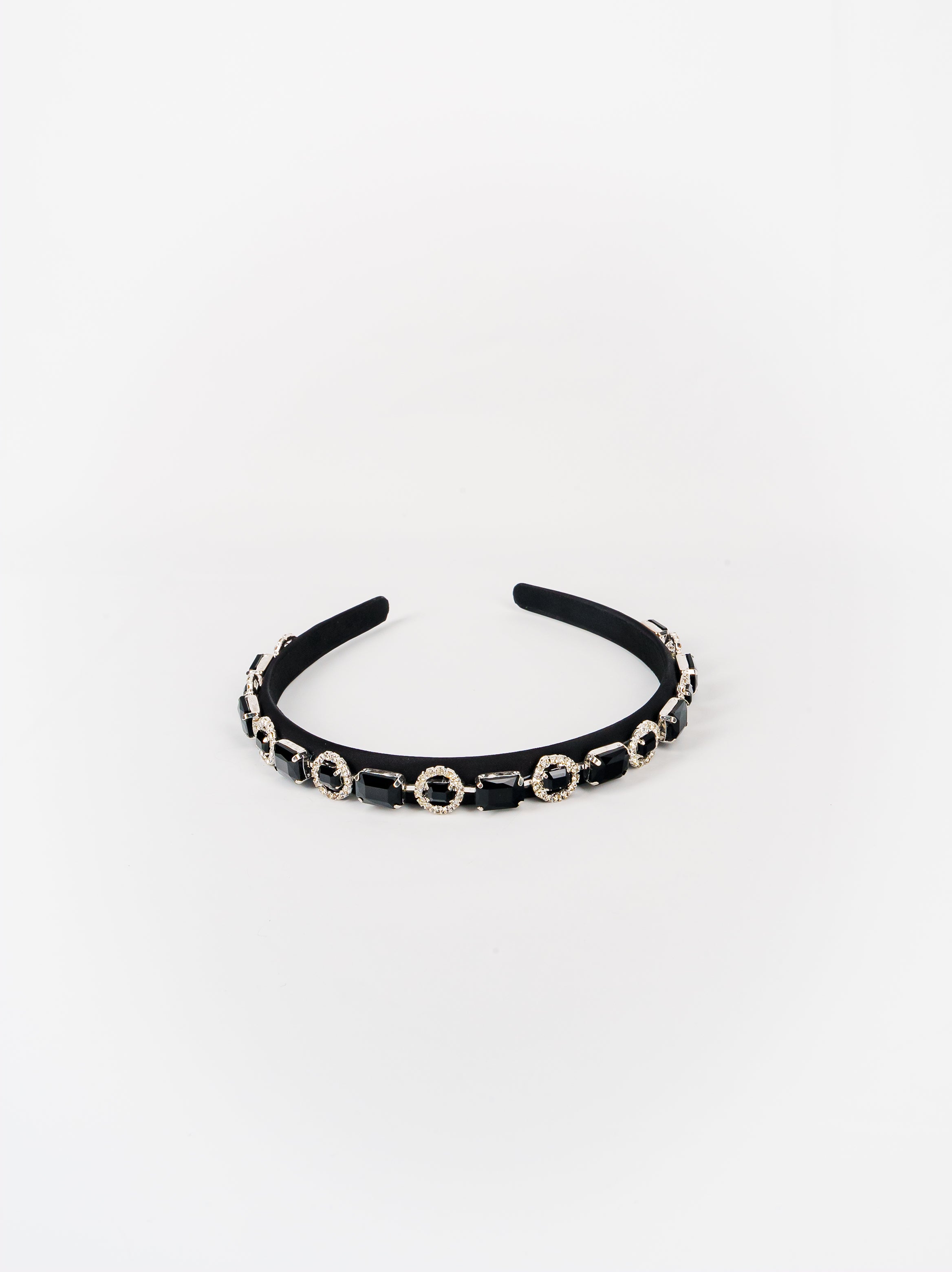 Black Gemstone Row Headband