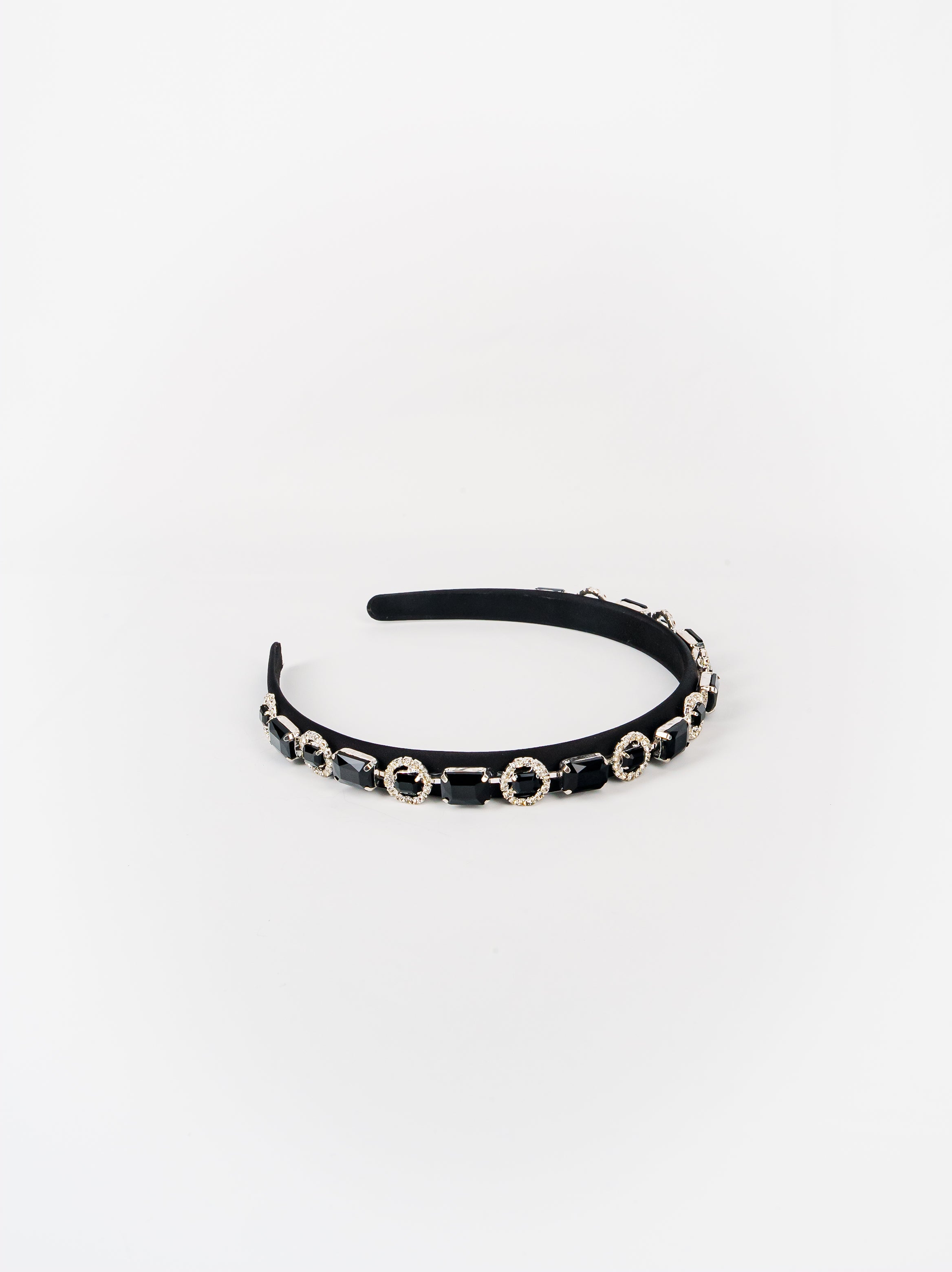 Black Gemstone Row Headband