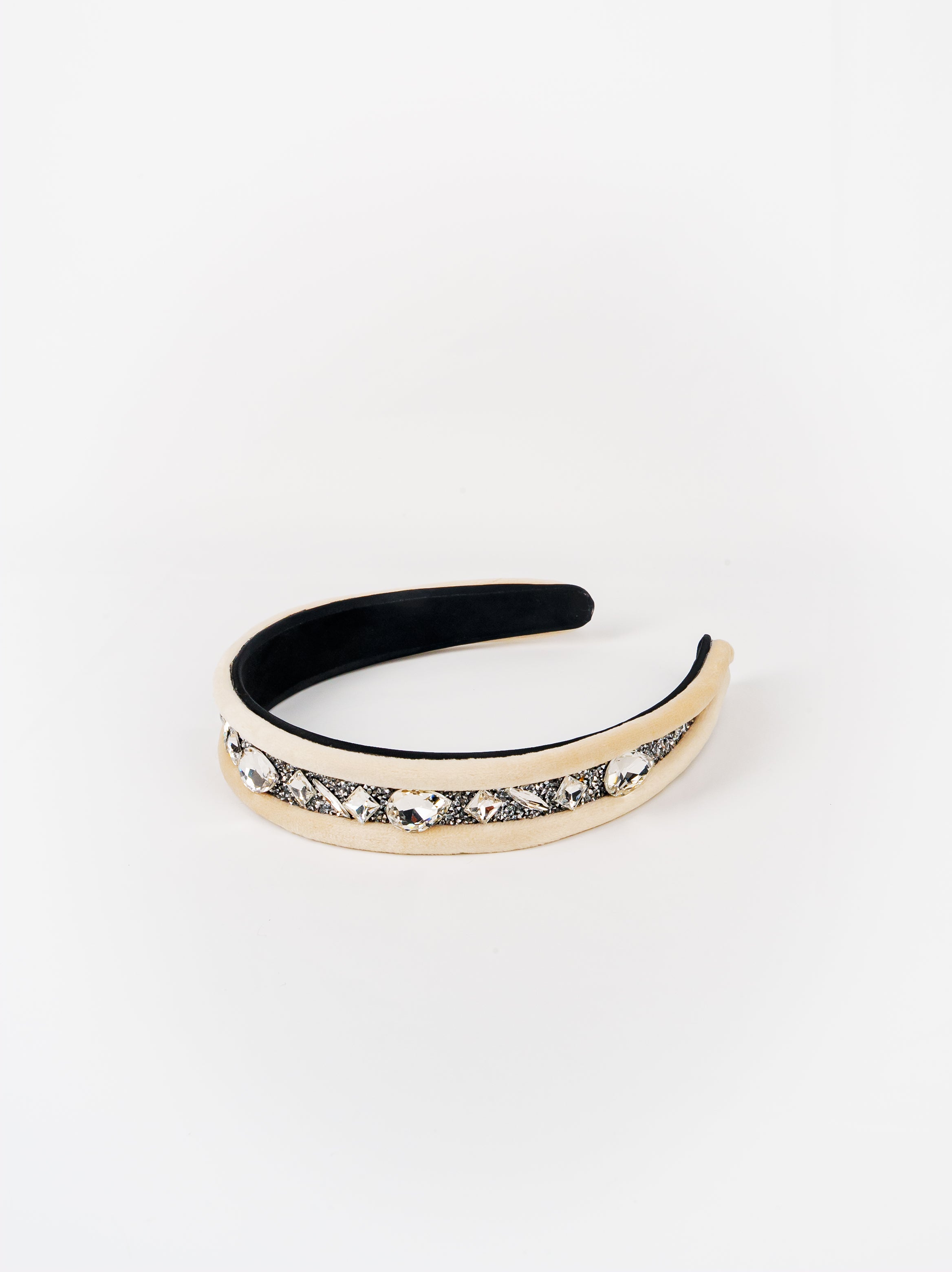 Velvet Cream Crystal Edge Headband