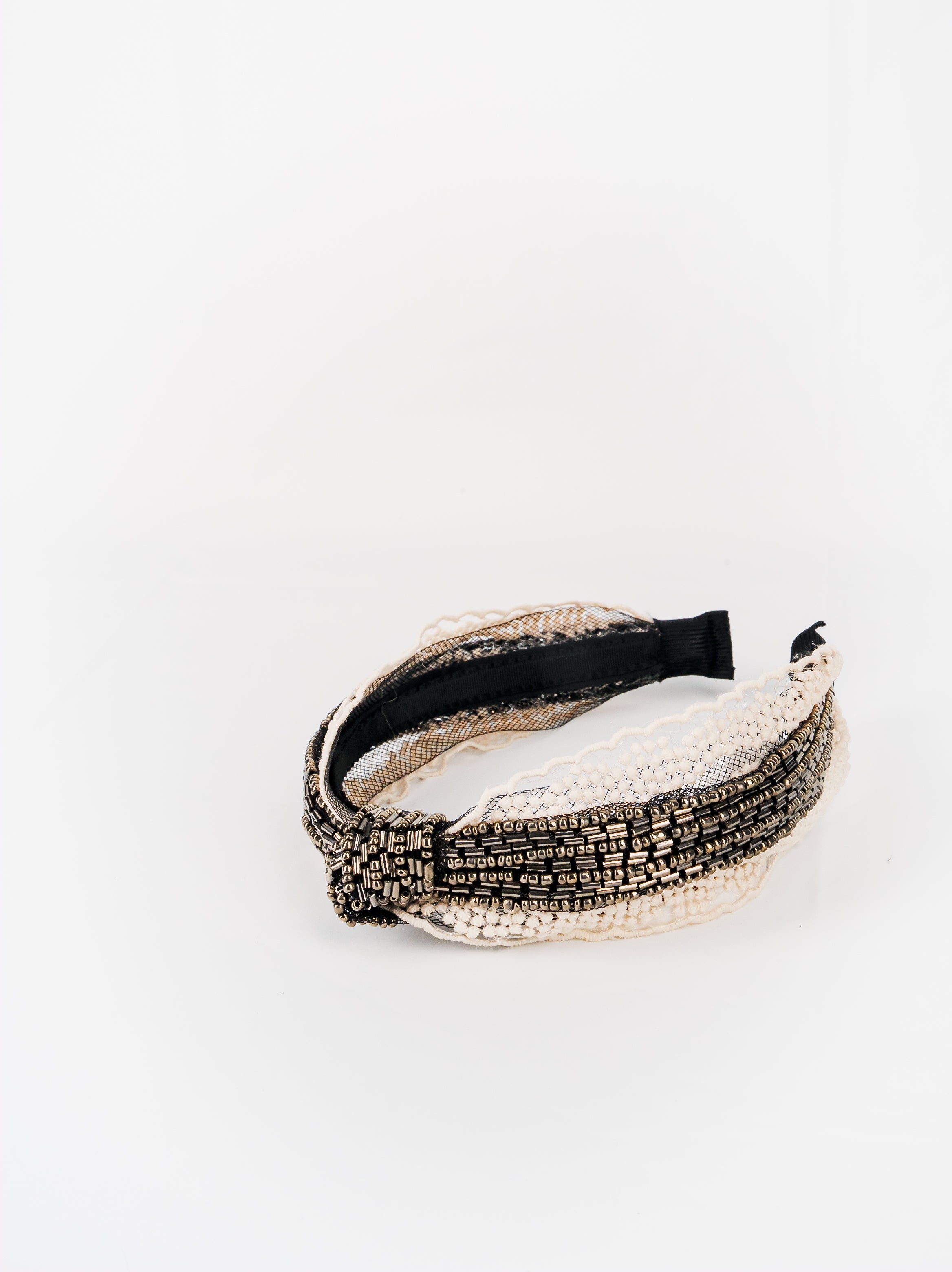 Elegant Beaded Twist Headband