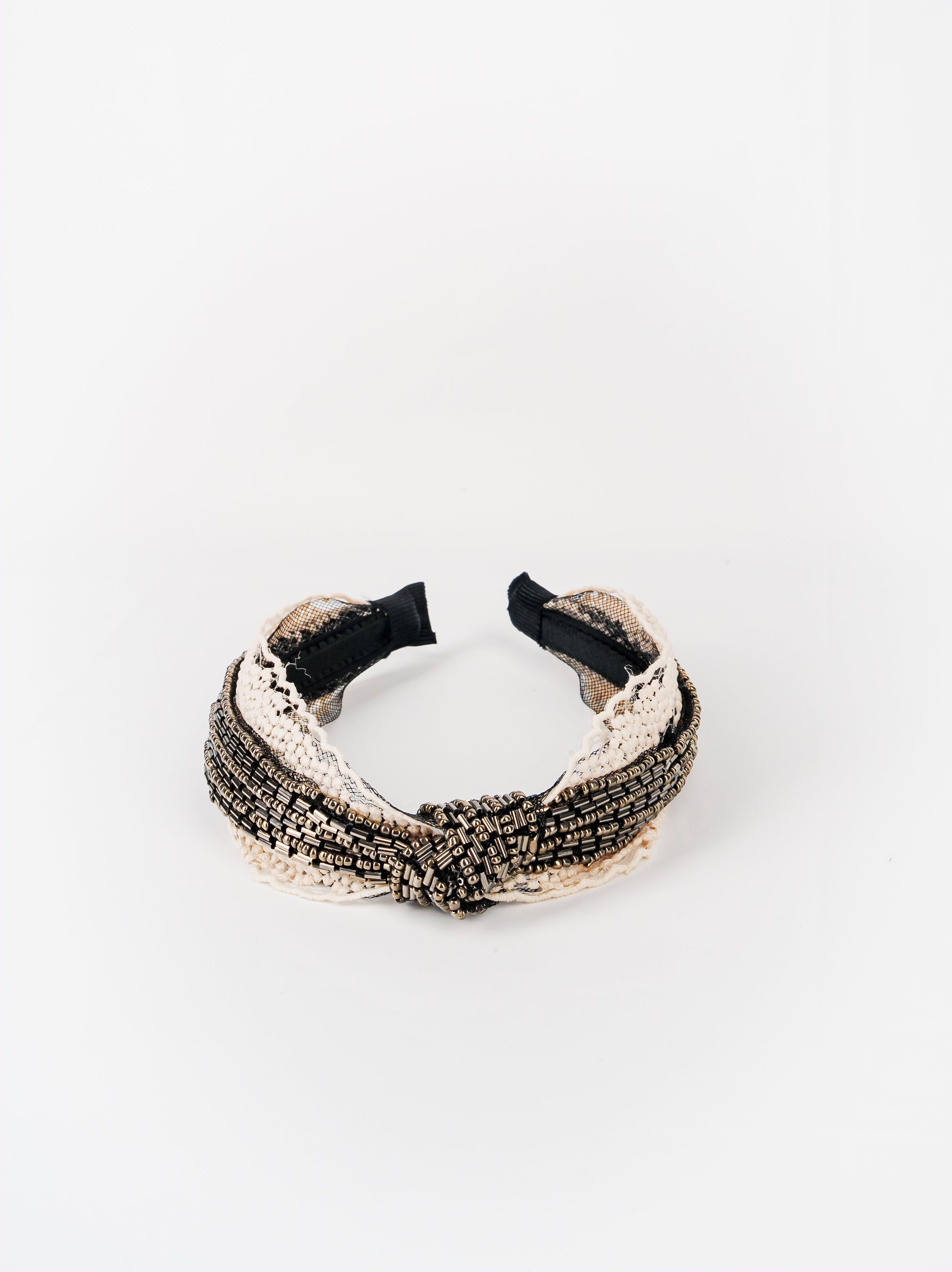 Elegant Beaded Twist Headband