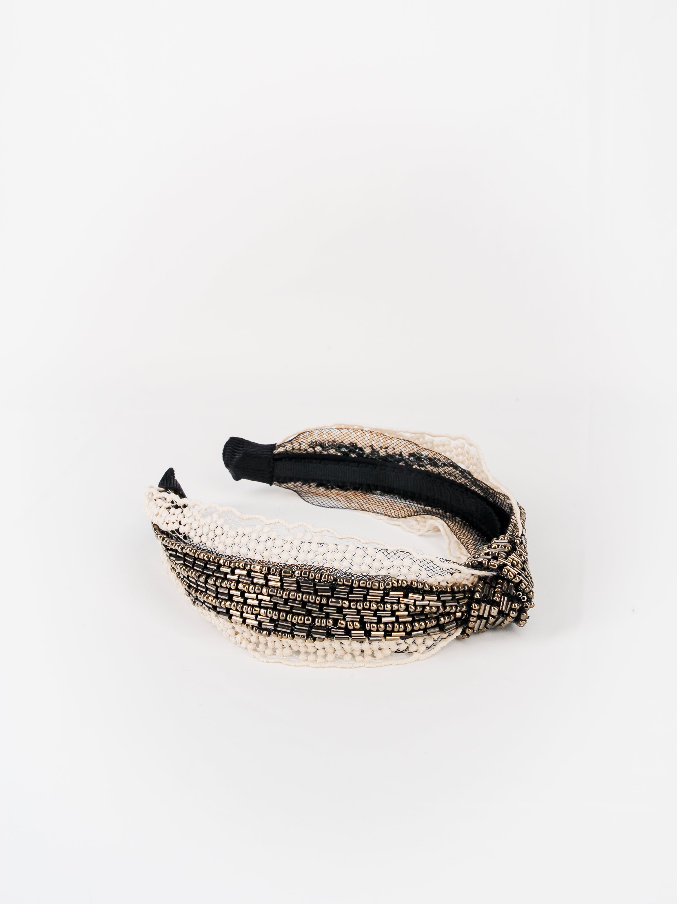 Elegant Beaded Twist Headband