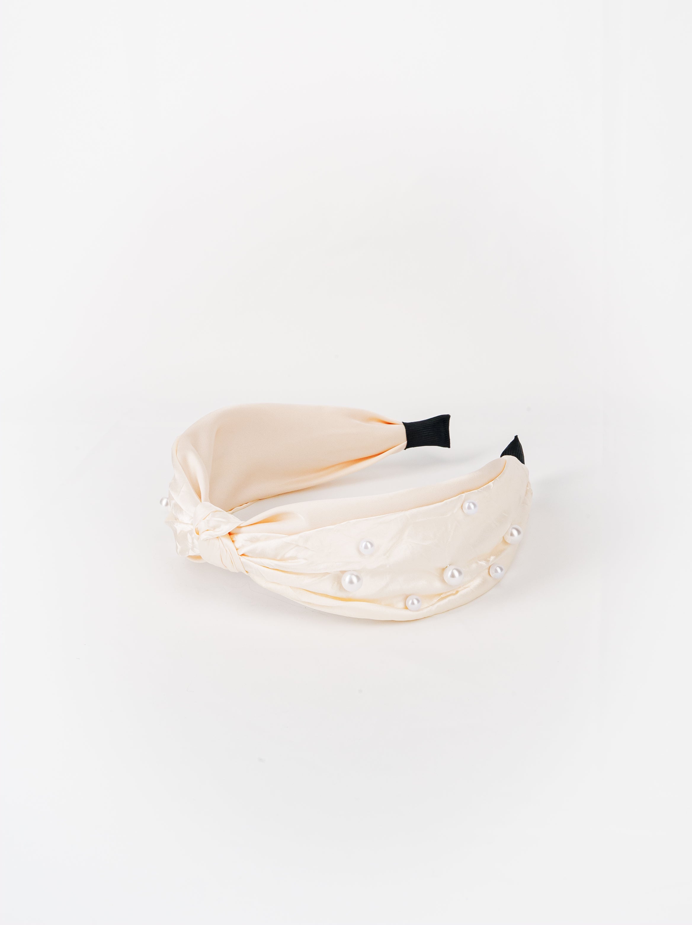Pearl Studded Satin Knot Headband
