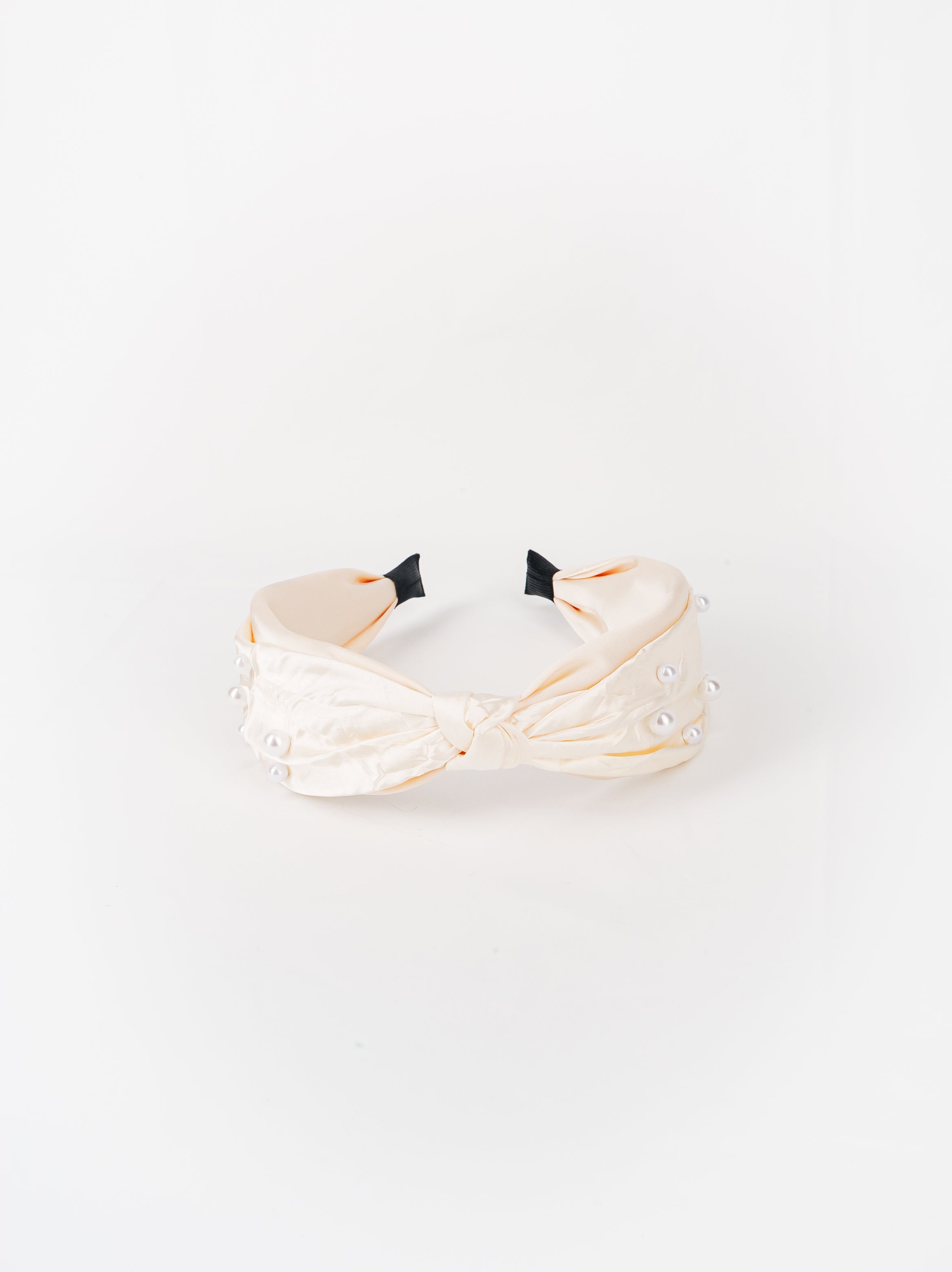 Pearl Studded Satin Knot Headband