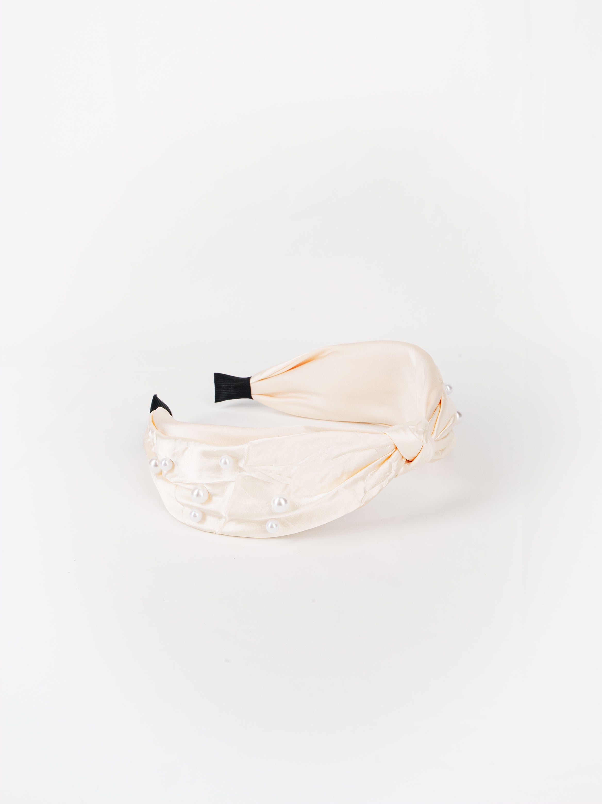 Pearl Studded Satin Knot Headband