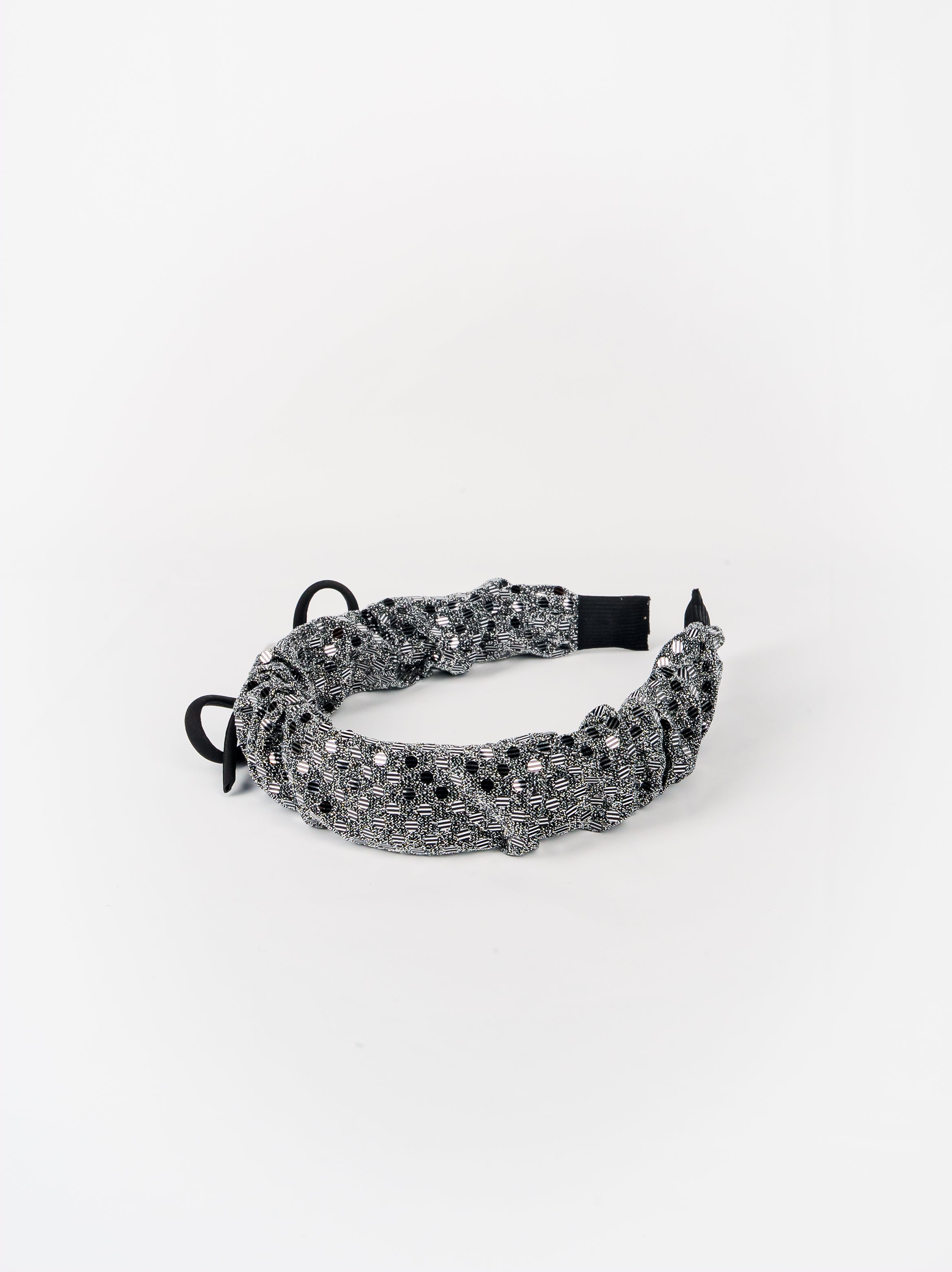 Black Beaded Net Scrunch Headband