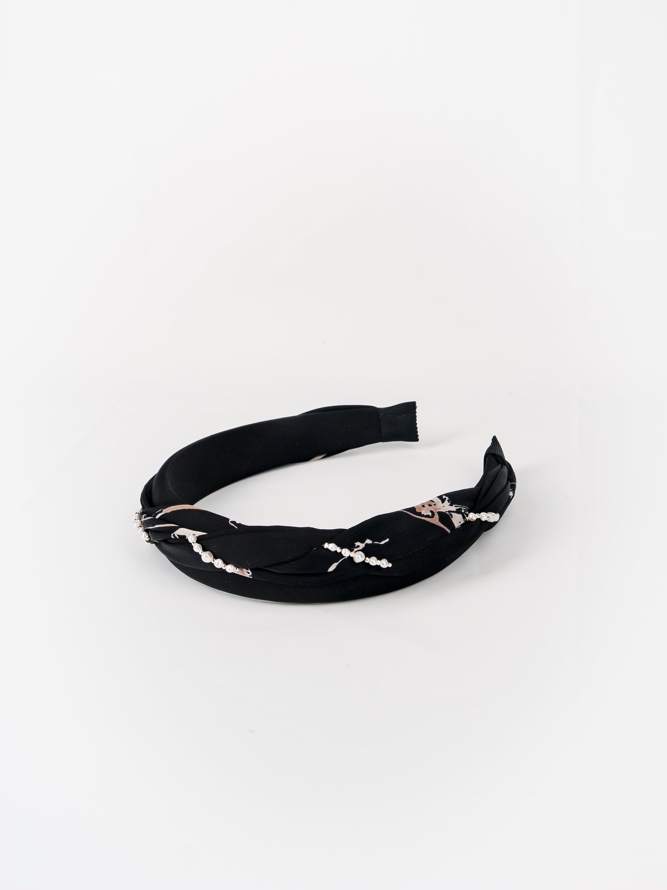Pearl Detail Print Twist Headband