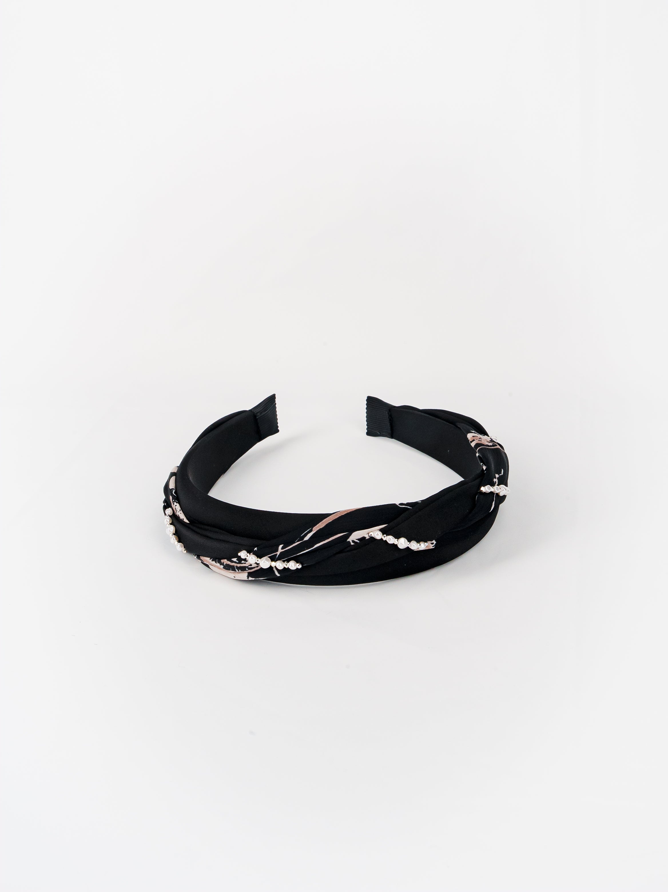 Pearl Detail Print Twist Headband