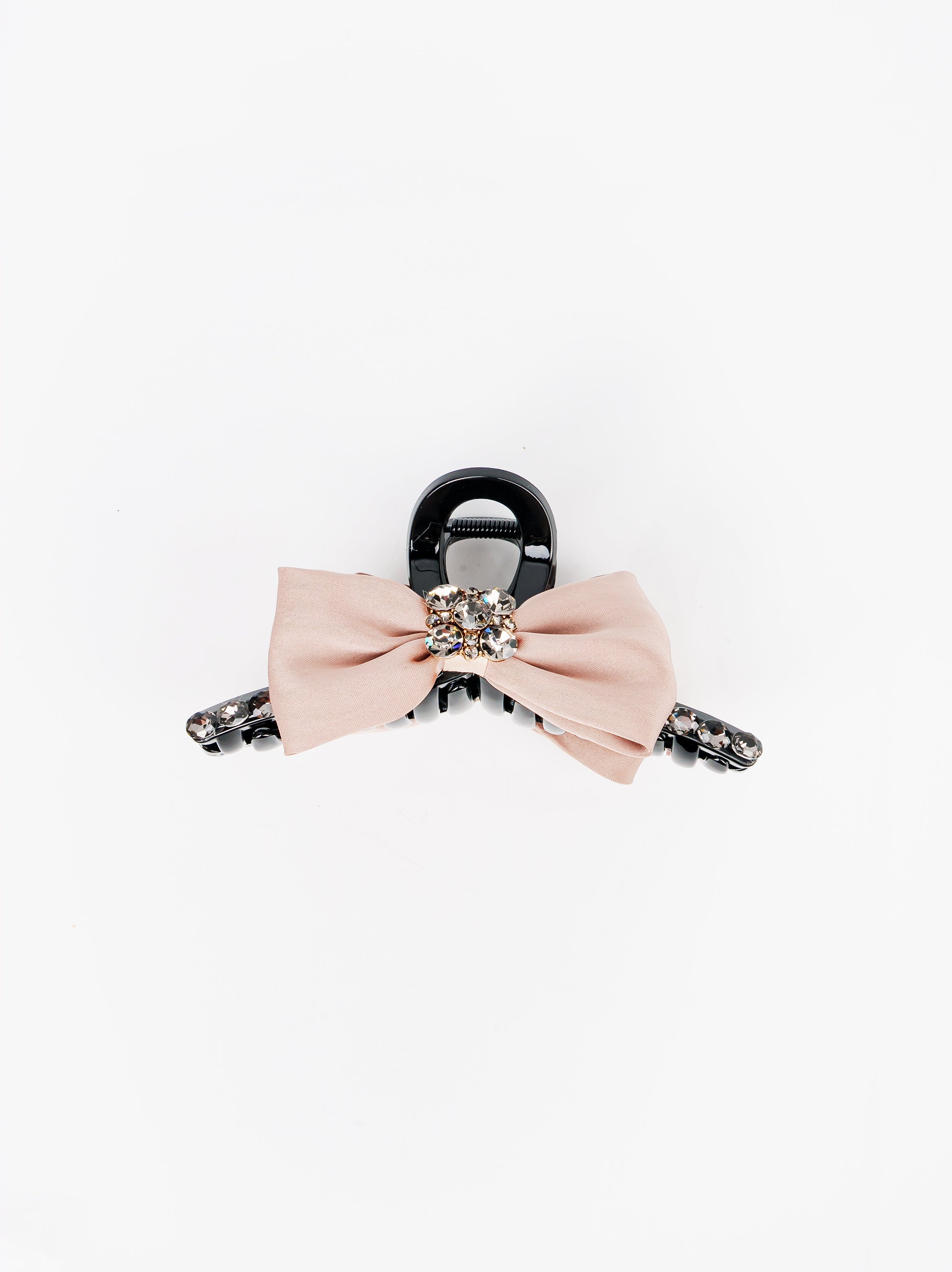 Champagne Crystal Bow Claw Clip