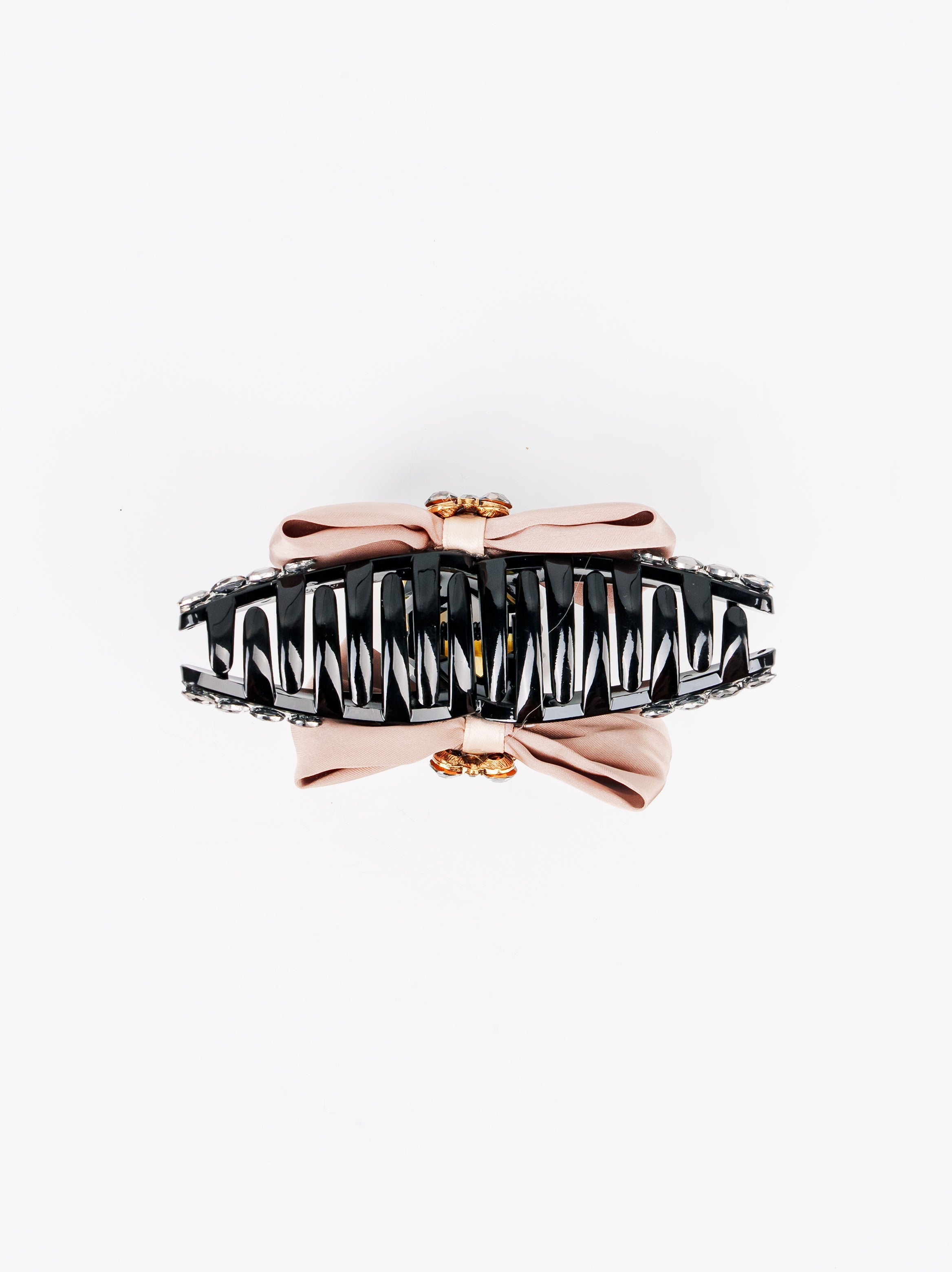 Champagne Crystal Bow Claw Clip