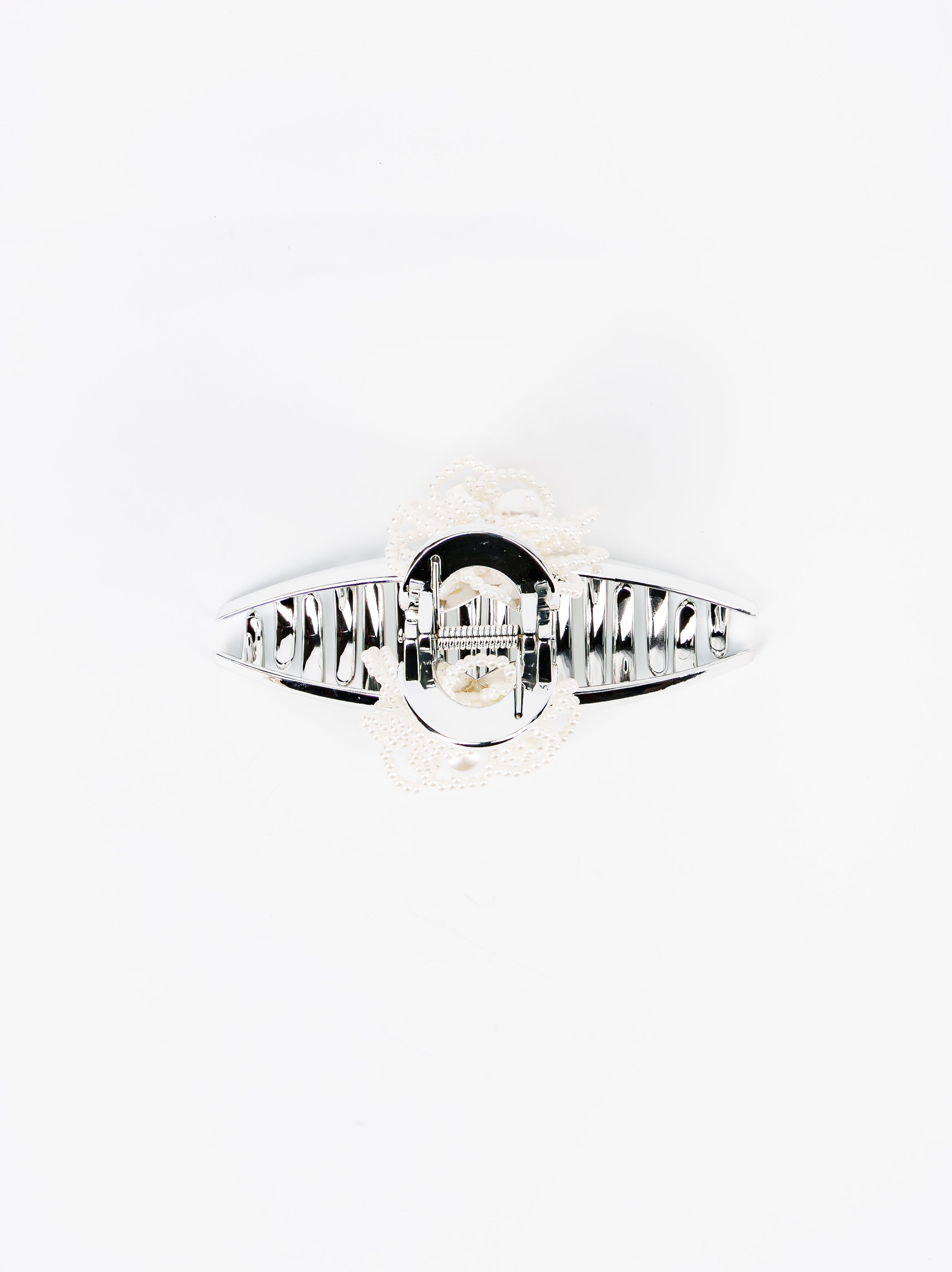 Pearl Flower Charm Metal Claw Clip