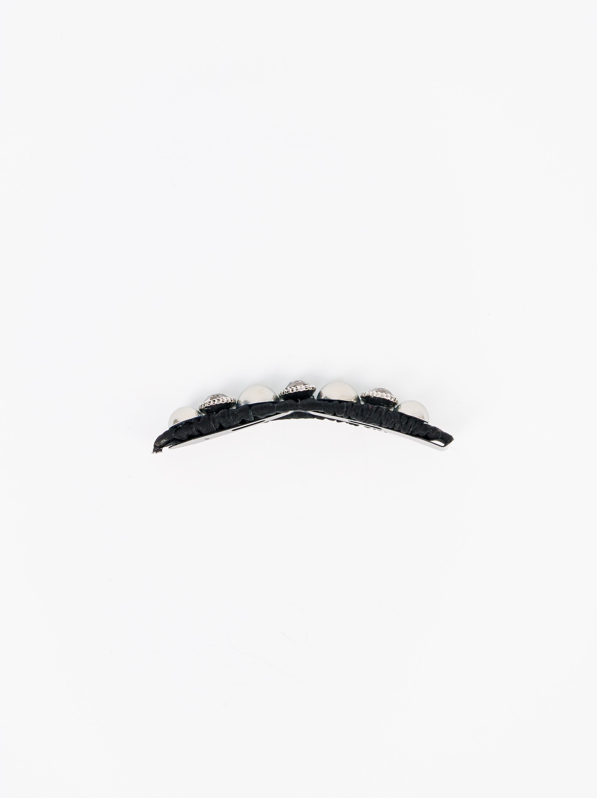Pearl & Crystal Row Snap Clip – Silver Black