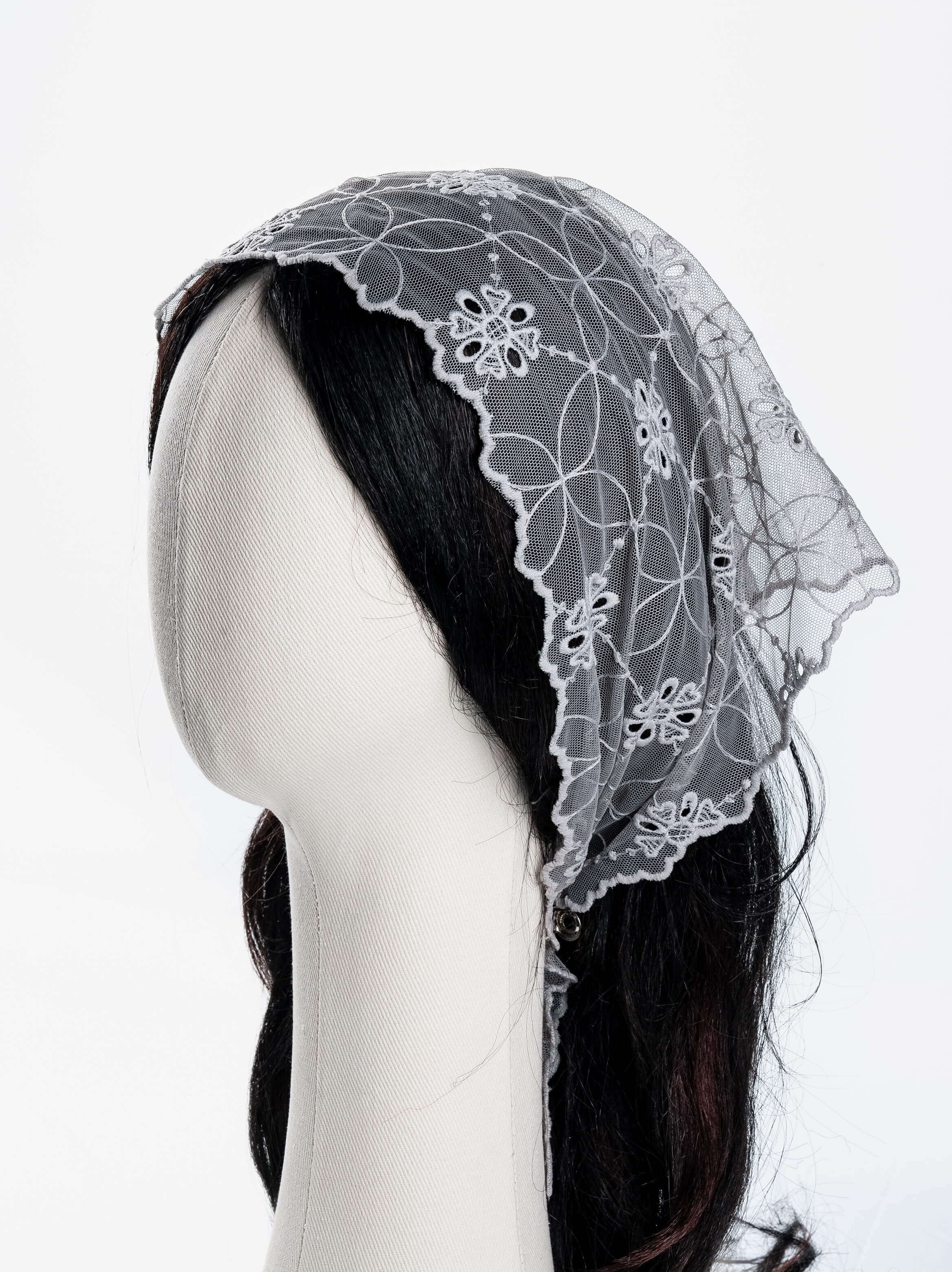 Geometric Bloom Triangle Veil Scarf