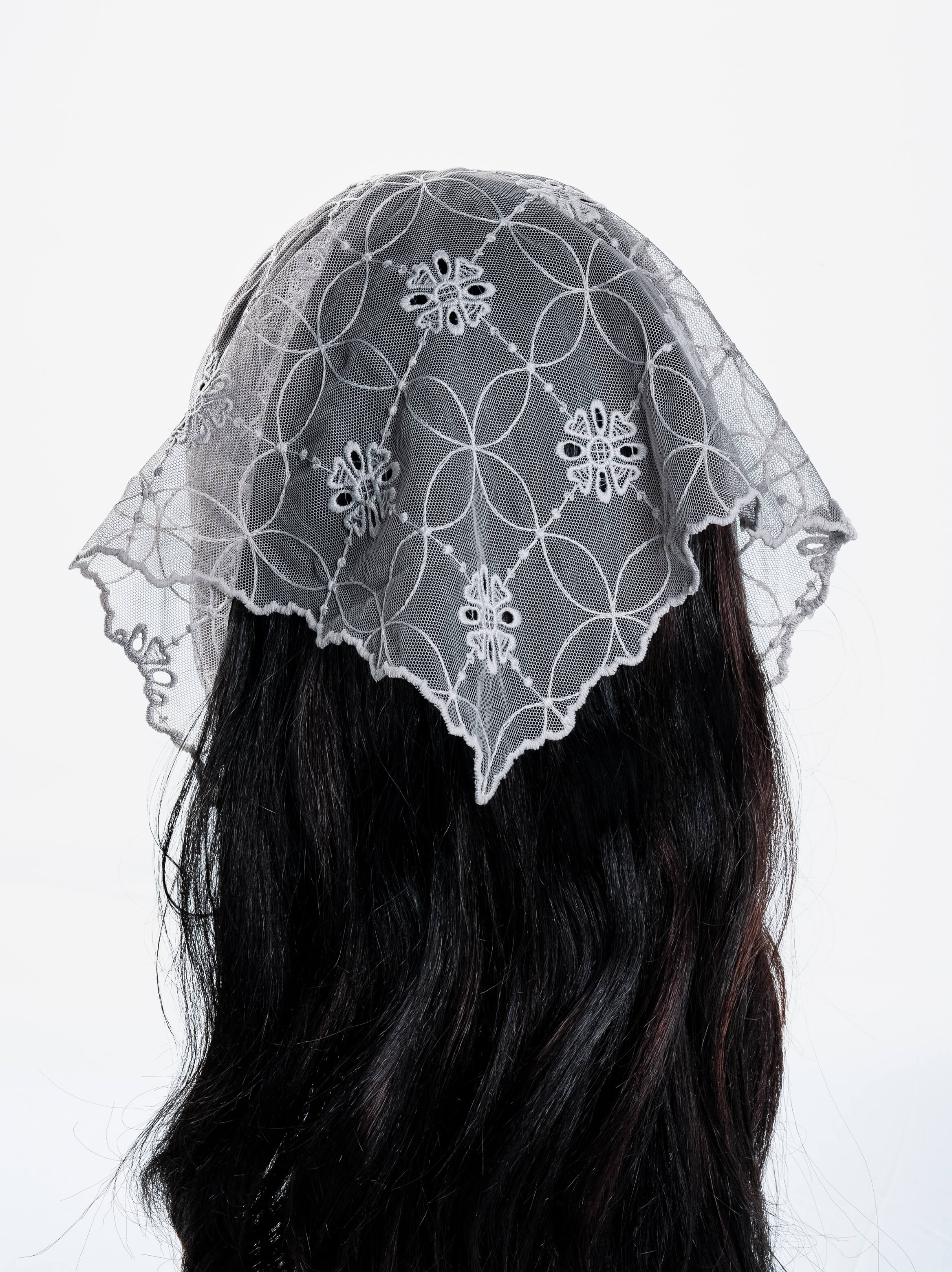 Geometric Bloom Triangle Veil Scarf