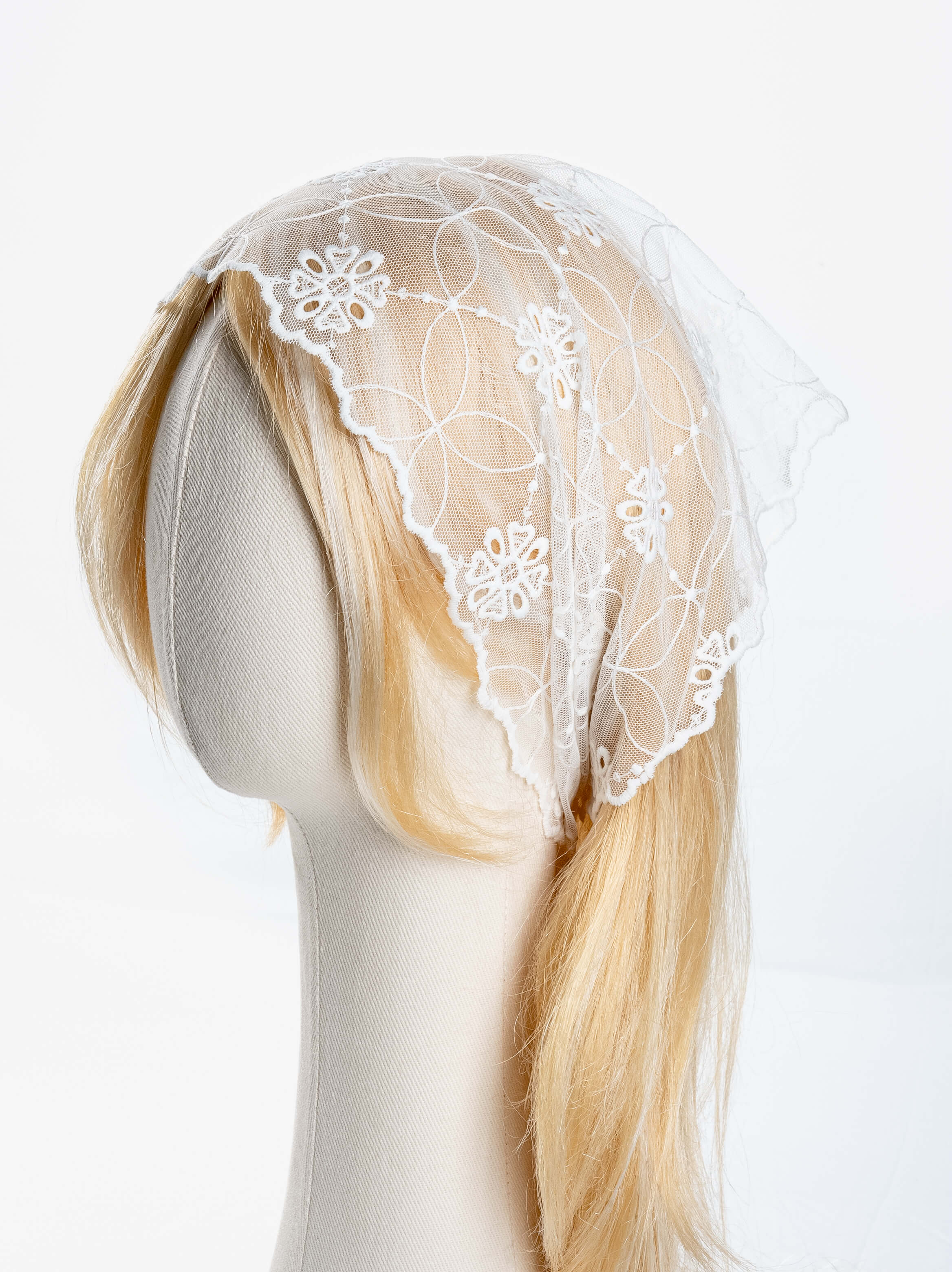 Geometric Bloom Triangle Veil Scarf