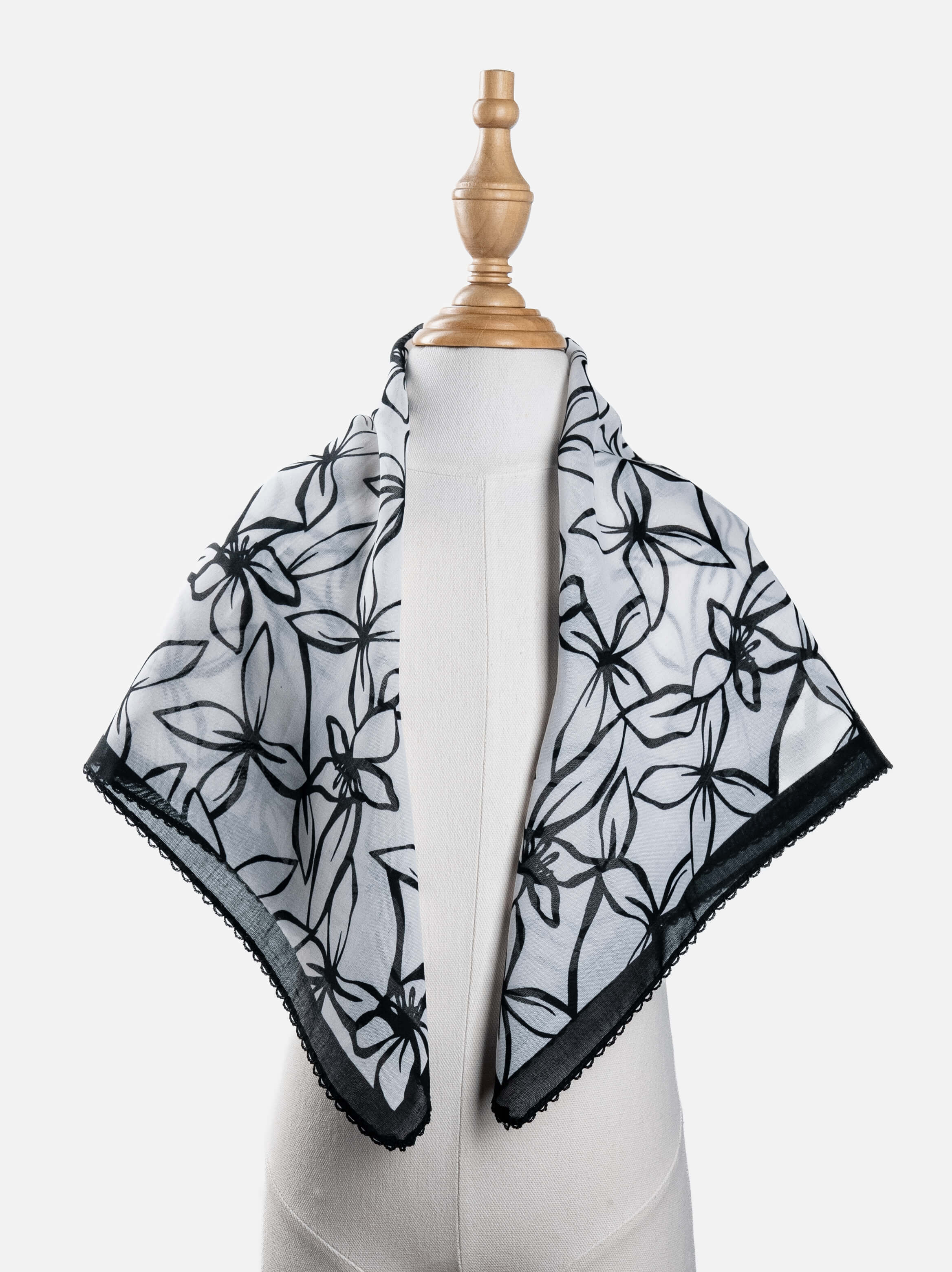 Monochrome Sketch Floral Scarf