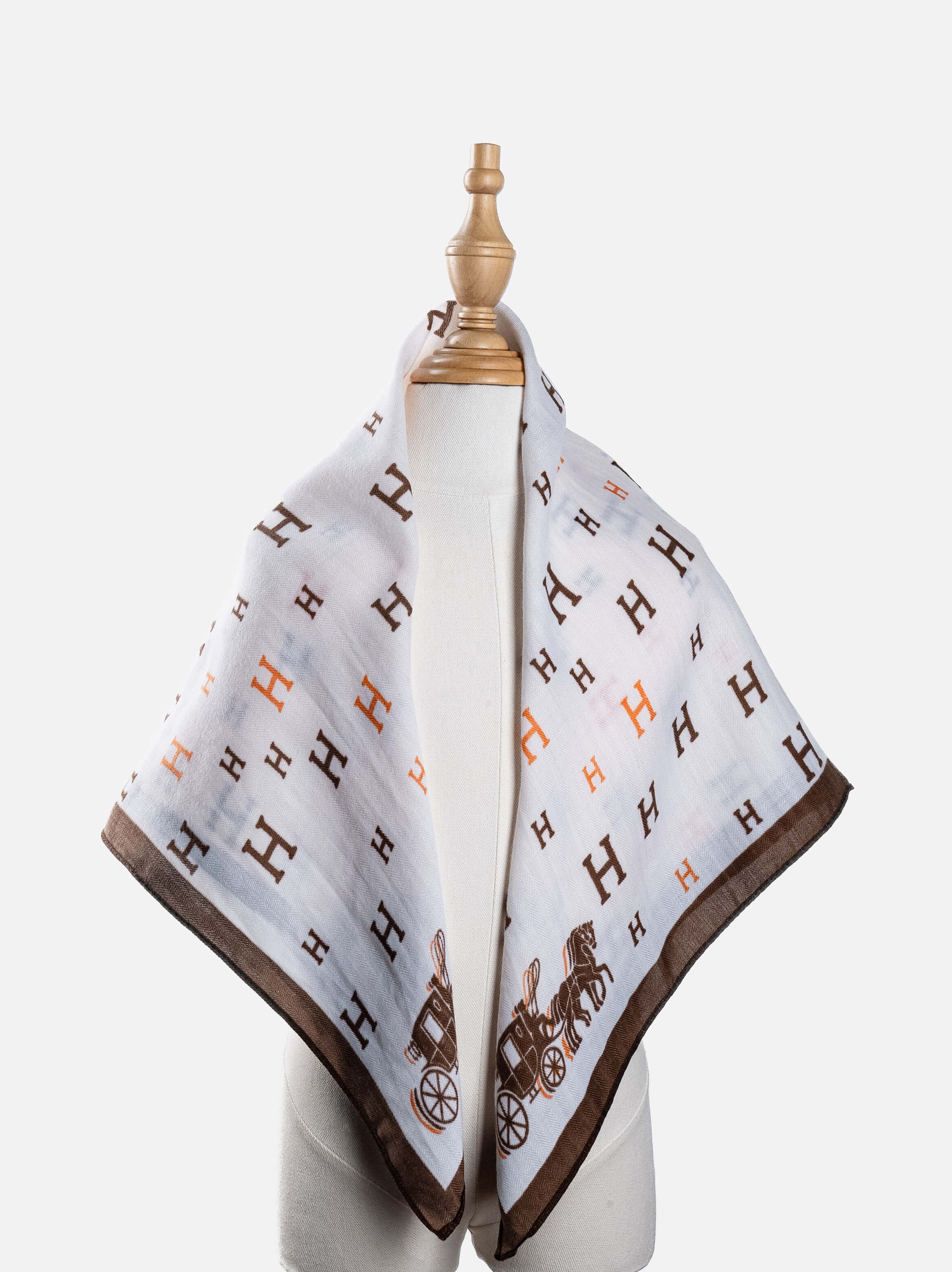 Monogram Horse Carriage Print Scarf
