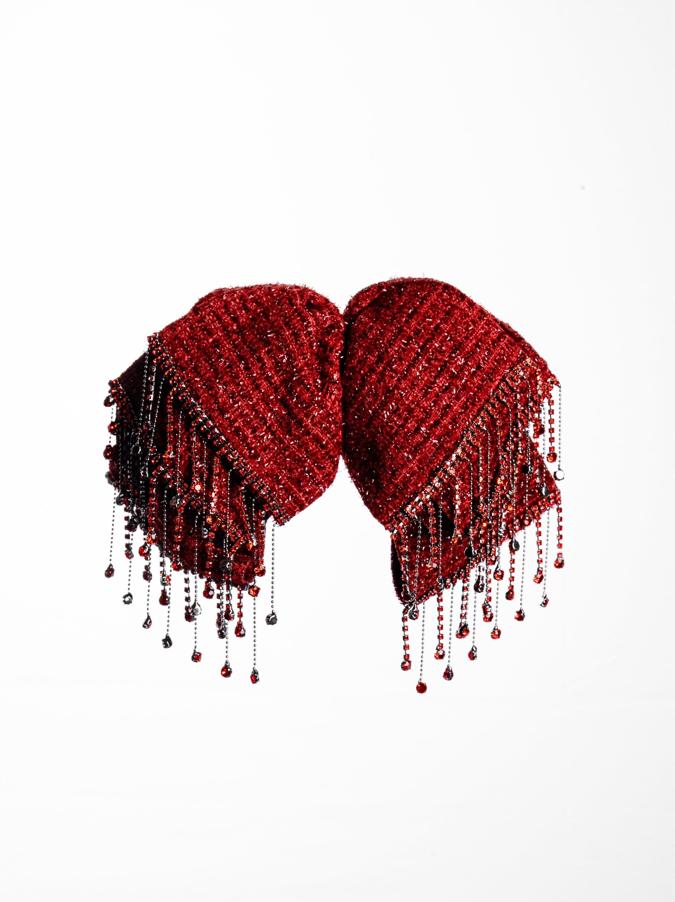 Tweed Fringe Hair Bow Clip