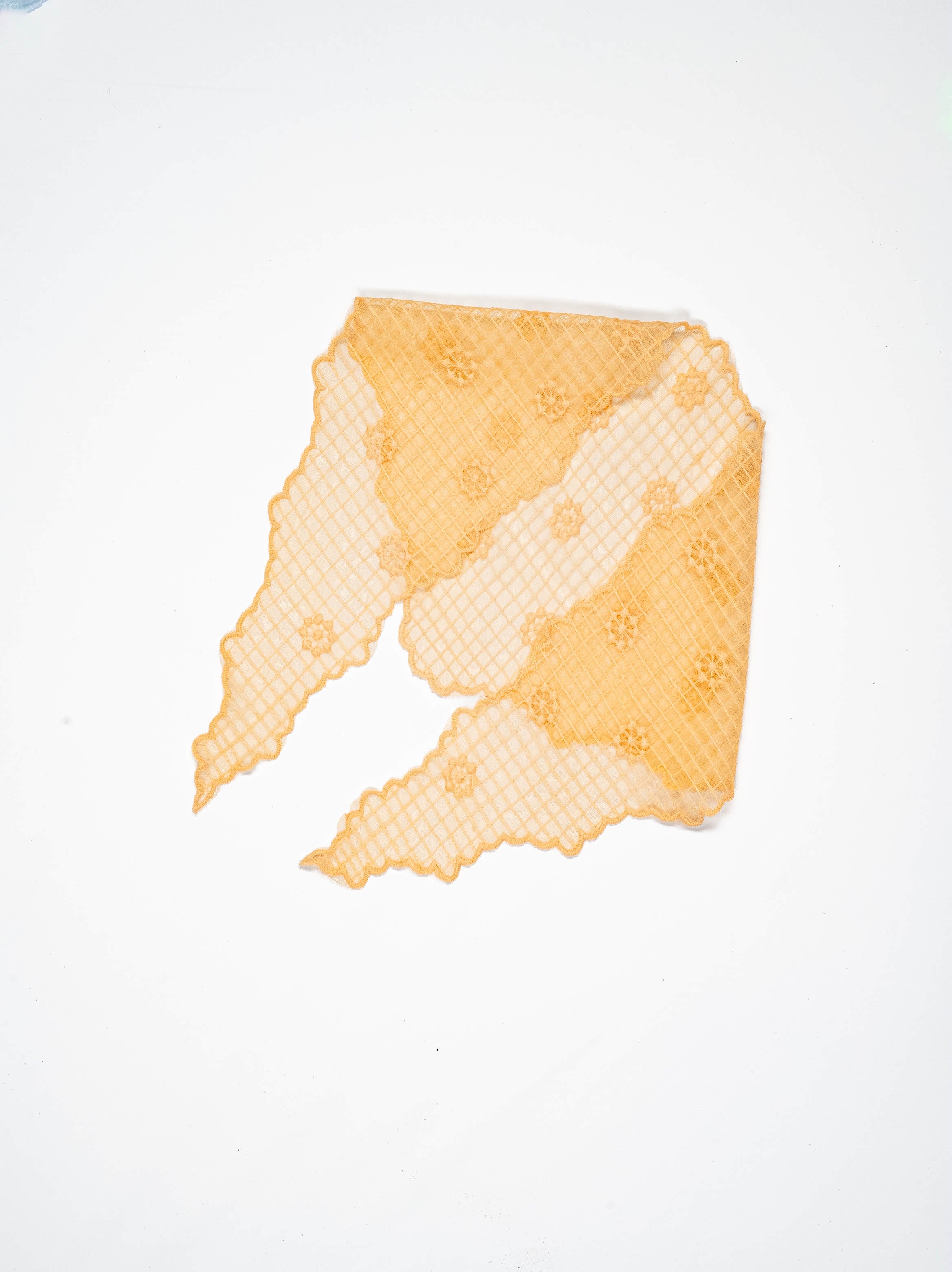 Grid Flower Embroidered Triangle Veil Scarf